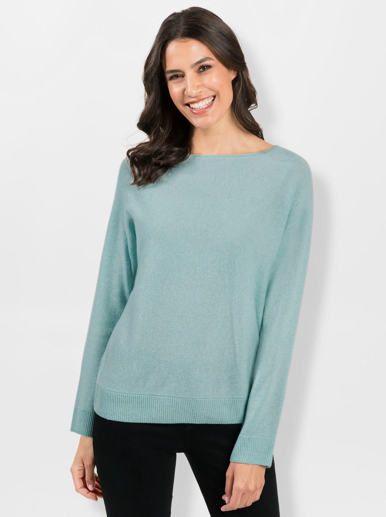 Kaschmirpullover - aqua-meliert