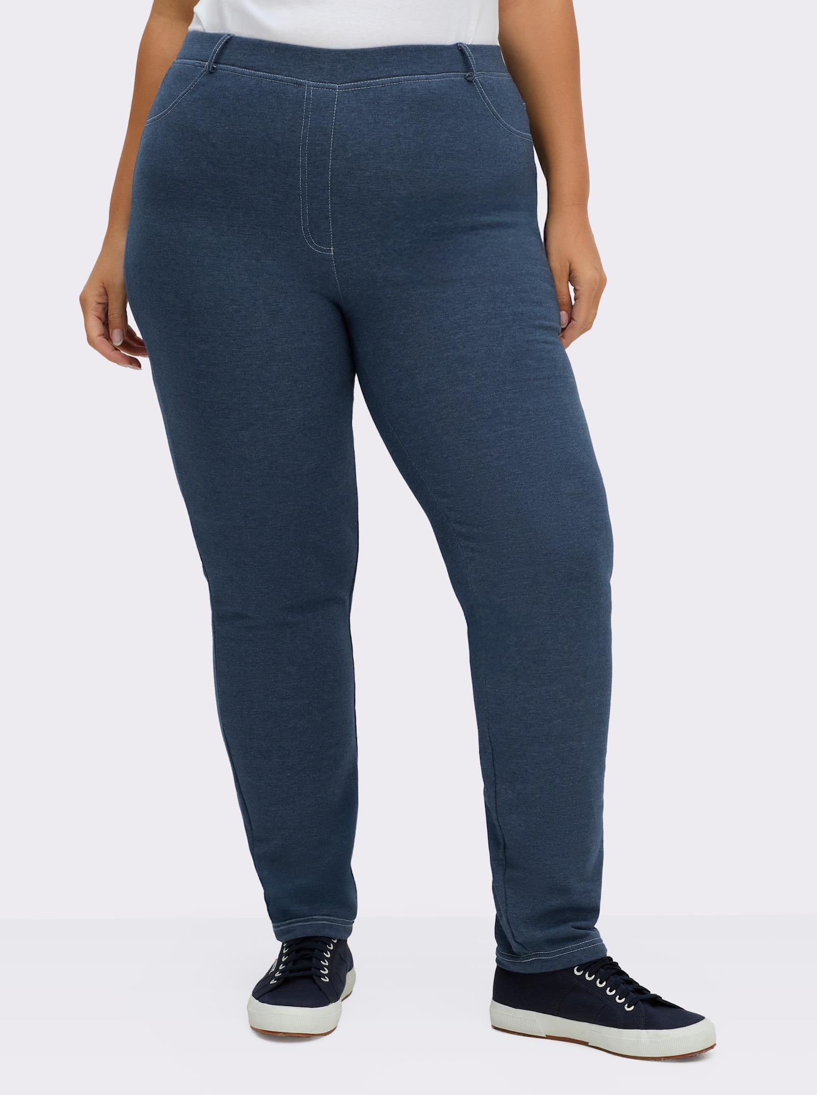 Hose innen wärmend angeraut - rauchblau-meliert