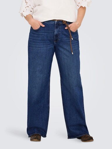 High-waist-Jeans - dark blue denim