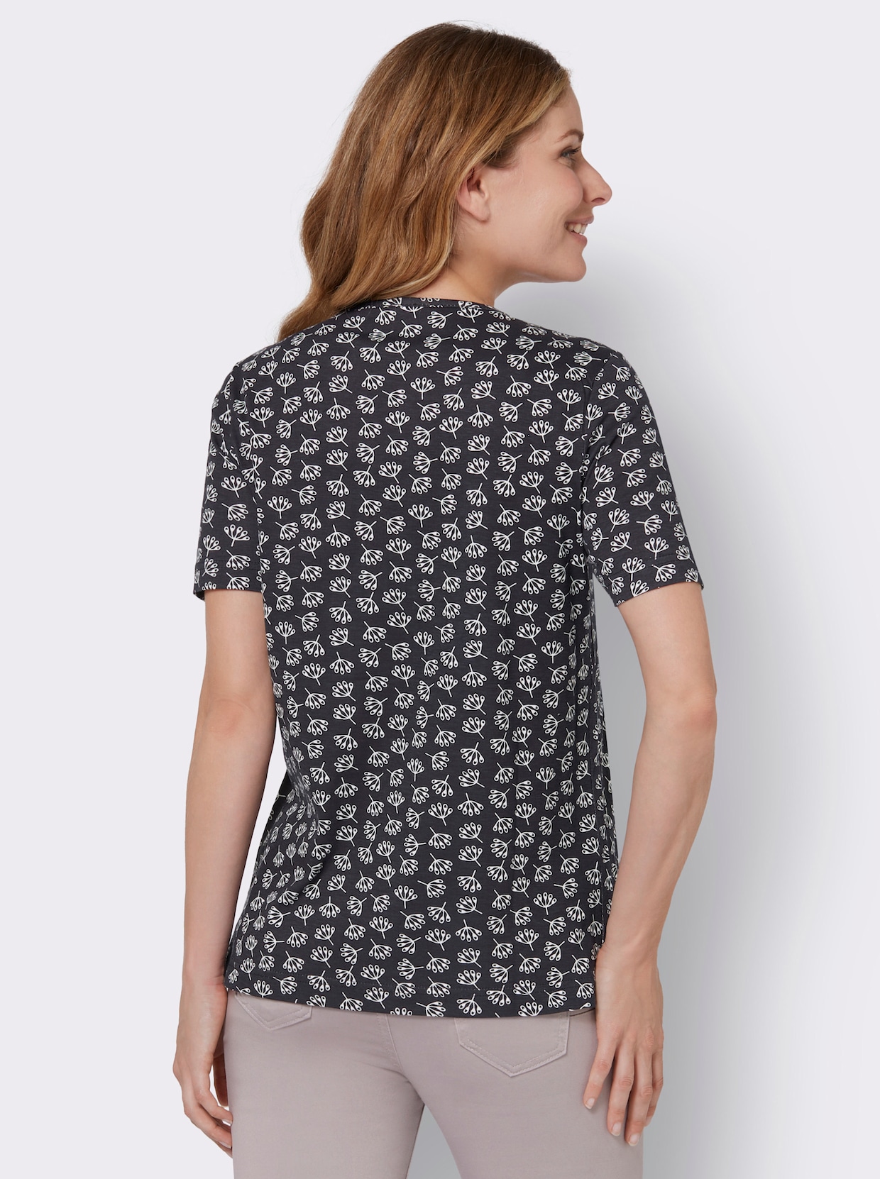 Bedrukt shirt - marine/ecru geprint
