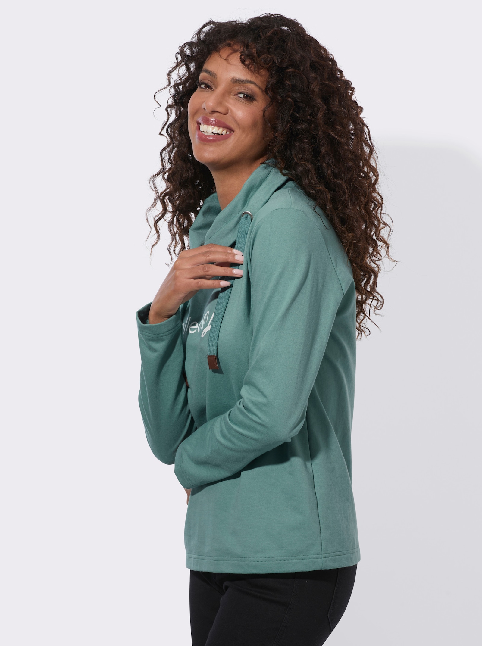  Sweatshirt mit Schriftzug im Vorderteil - jade