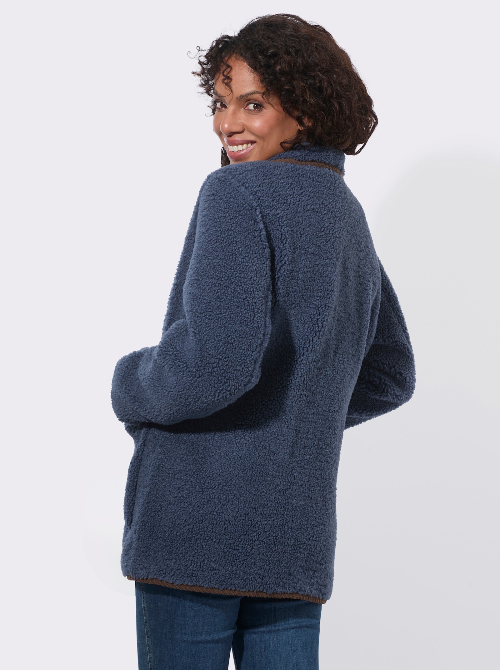 Teddyjacke mit Schmuckknöpfen - rauchblau