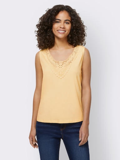heine Shirttop mit Spitzen-Applikation - zitrone