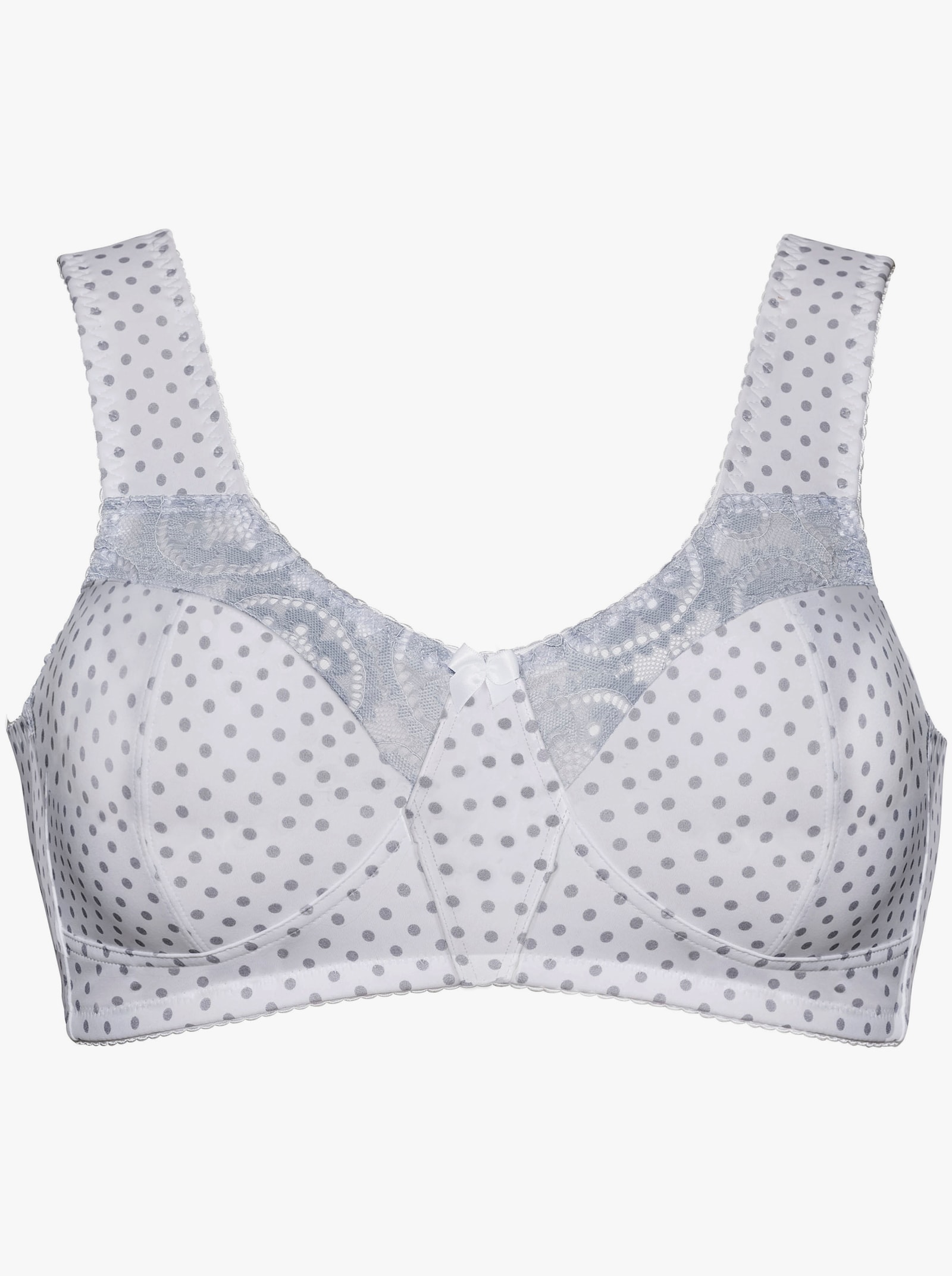wäschepur Soutien-gorge confort sans armatures avec dentelle élastique - gris à pois + rose à pois