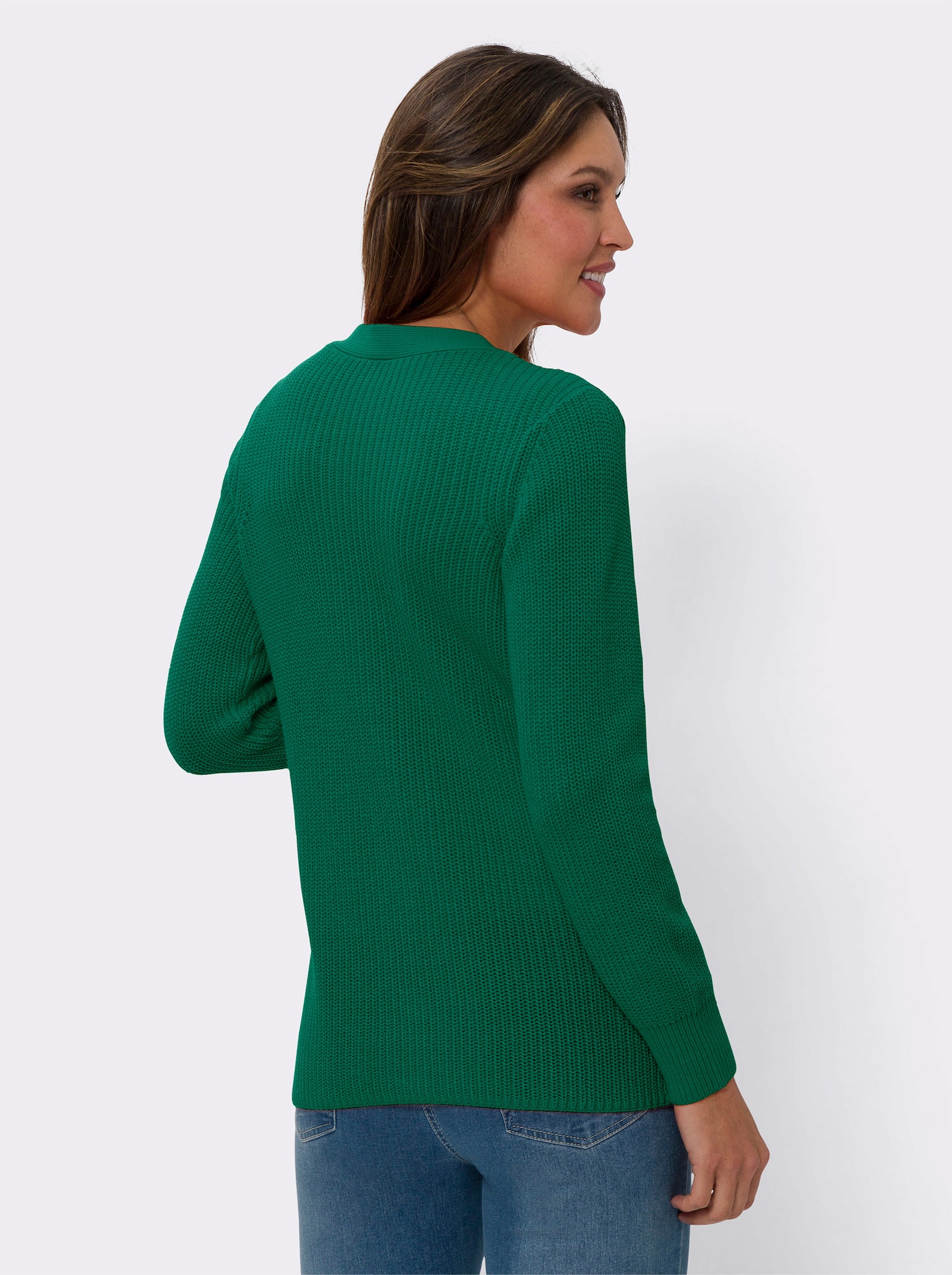 Pletený kabátek s výstřihem do V - zelená