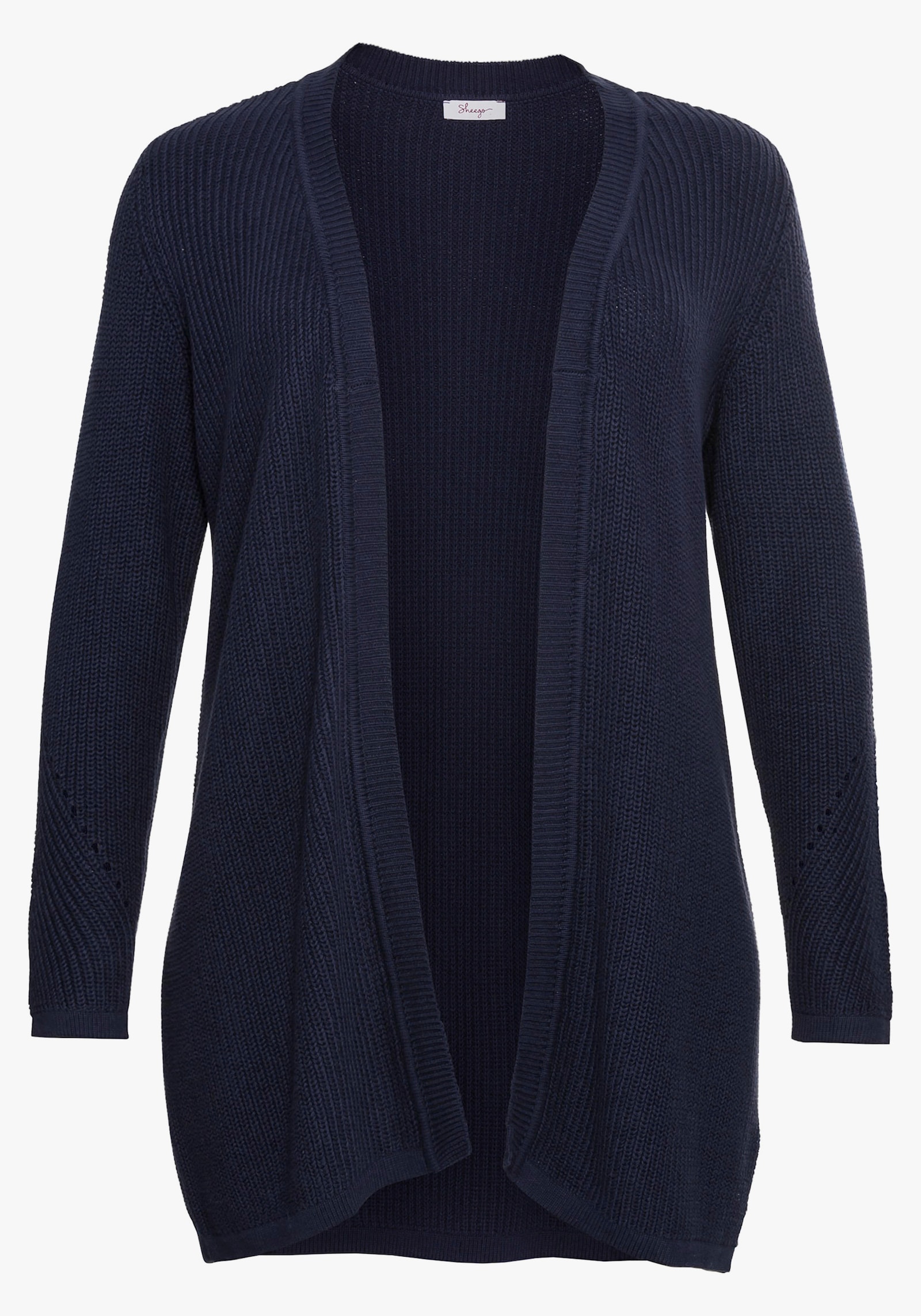 sheego Longstrickjacke mit Lochmuster-Details - marine