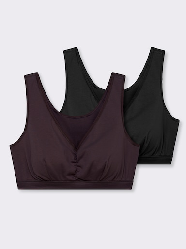 wäschepur Bustier mit doppeltem Softbund - aubergine + schwarz
