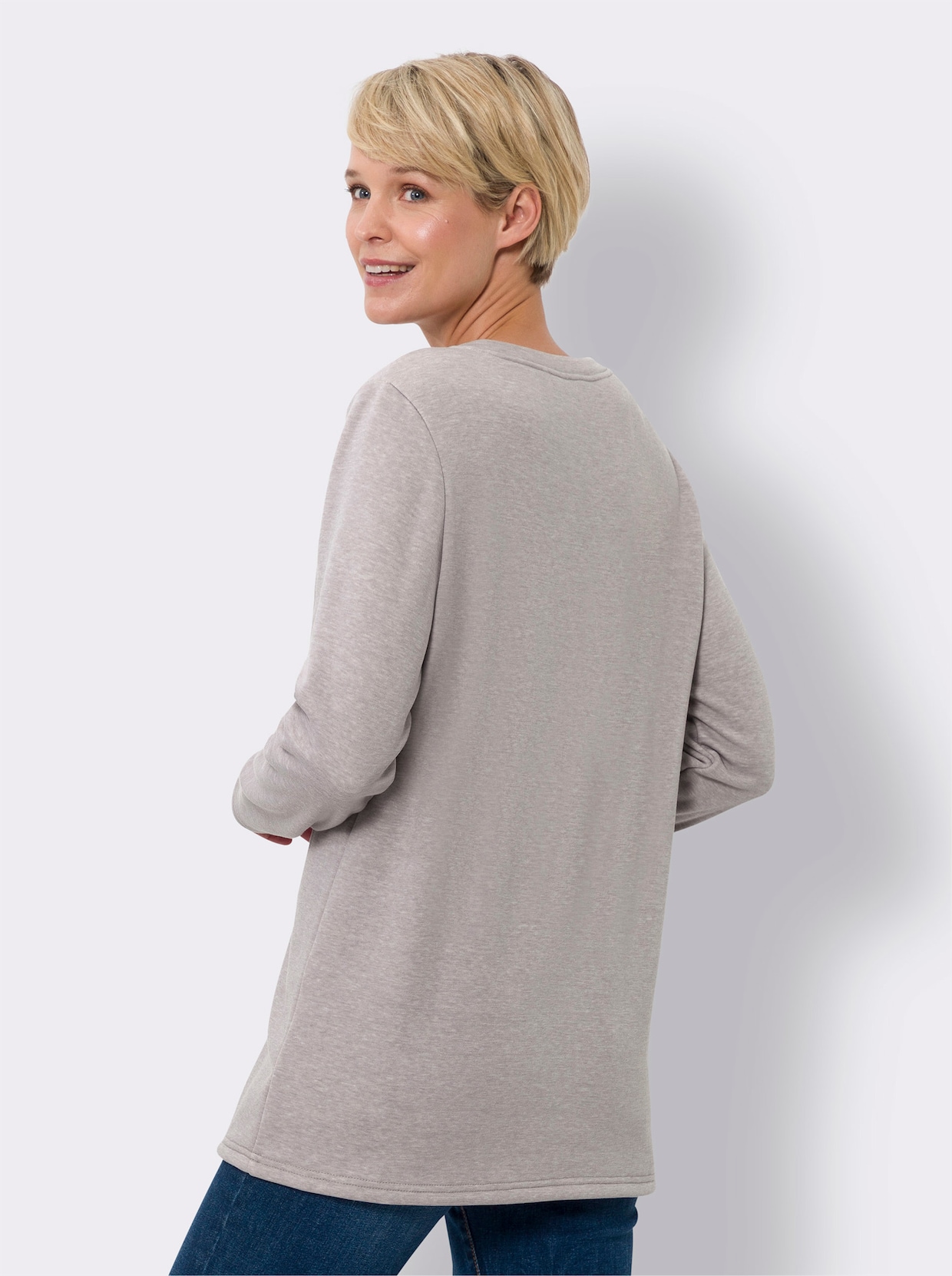 Lang shirt - steengrijs/gemêleerd