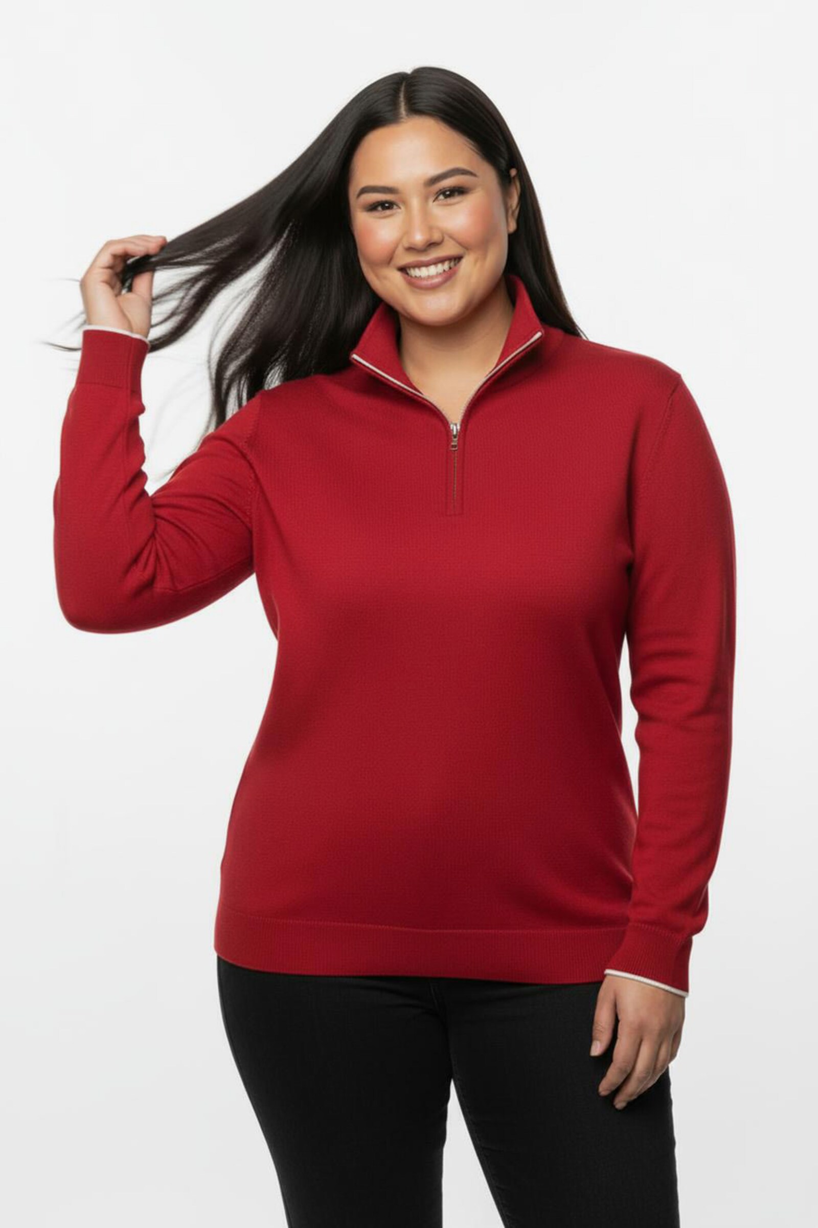 Troyer mit kurzem Reißverschluss - rot