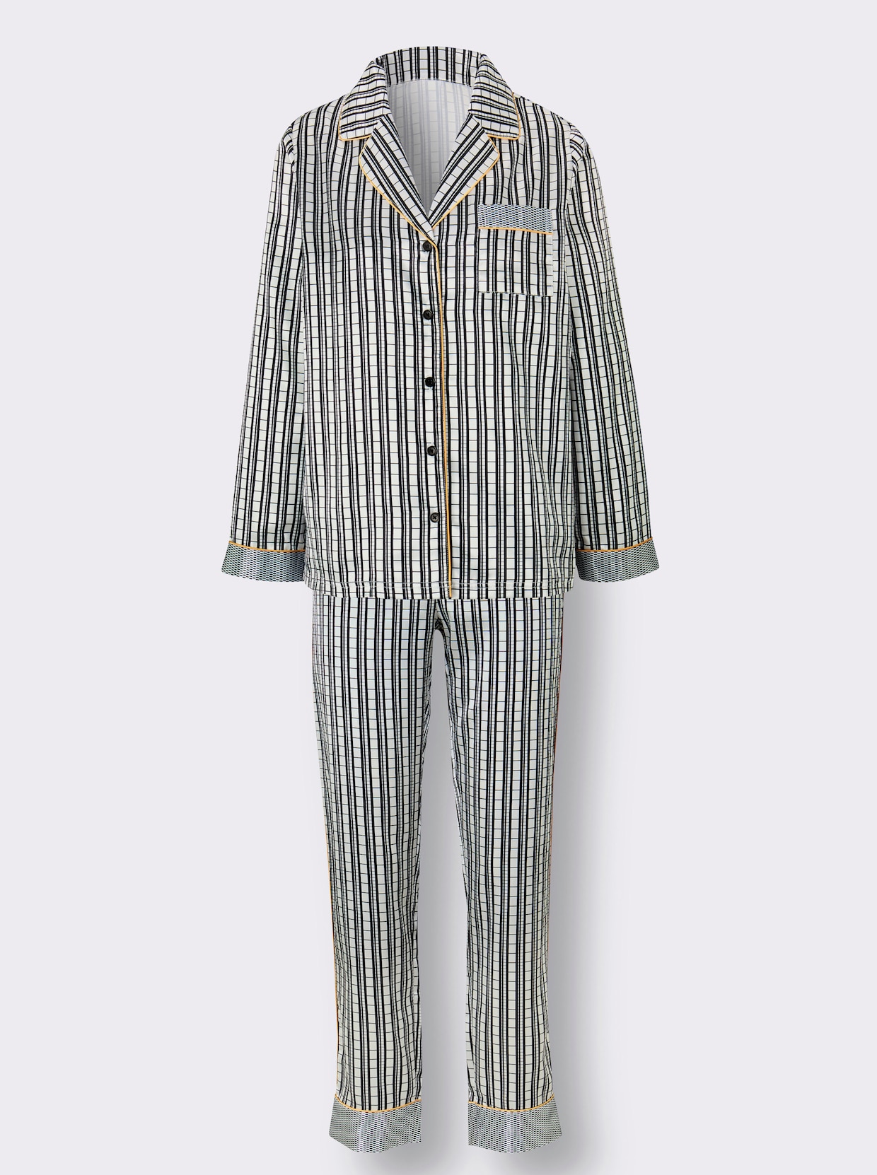 wäschepur Pyjama - schwarz-weiß-bedruckt