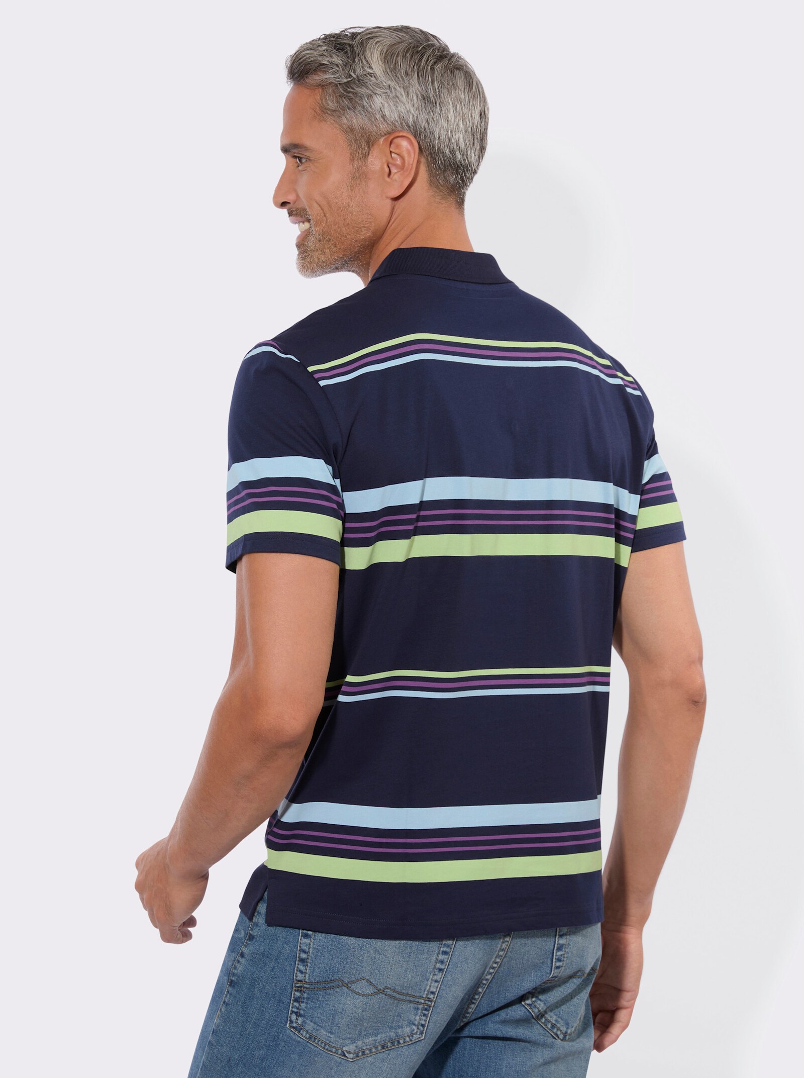 Poloshirt im Ringelmuster - marine-geringelt