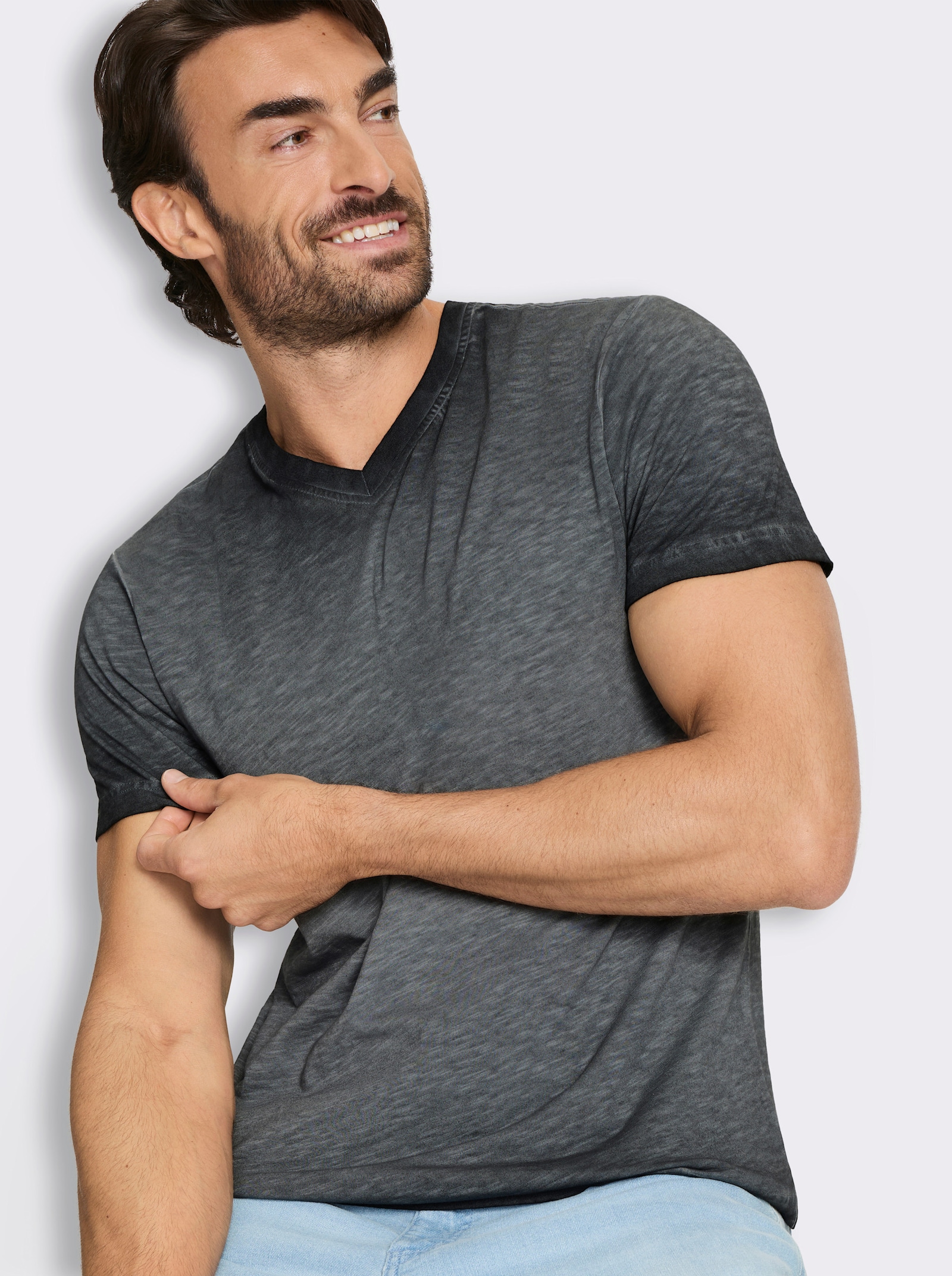 Kurzarmshirt aus reiner Baumwolle - schwarz