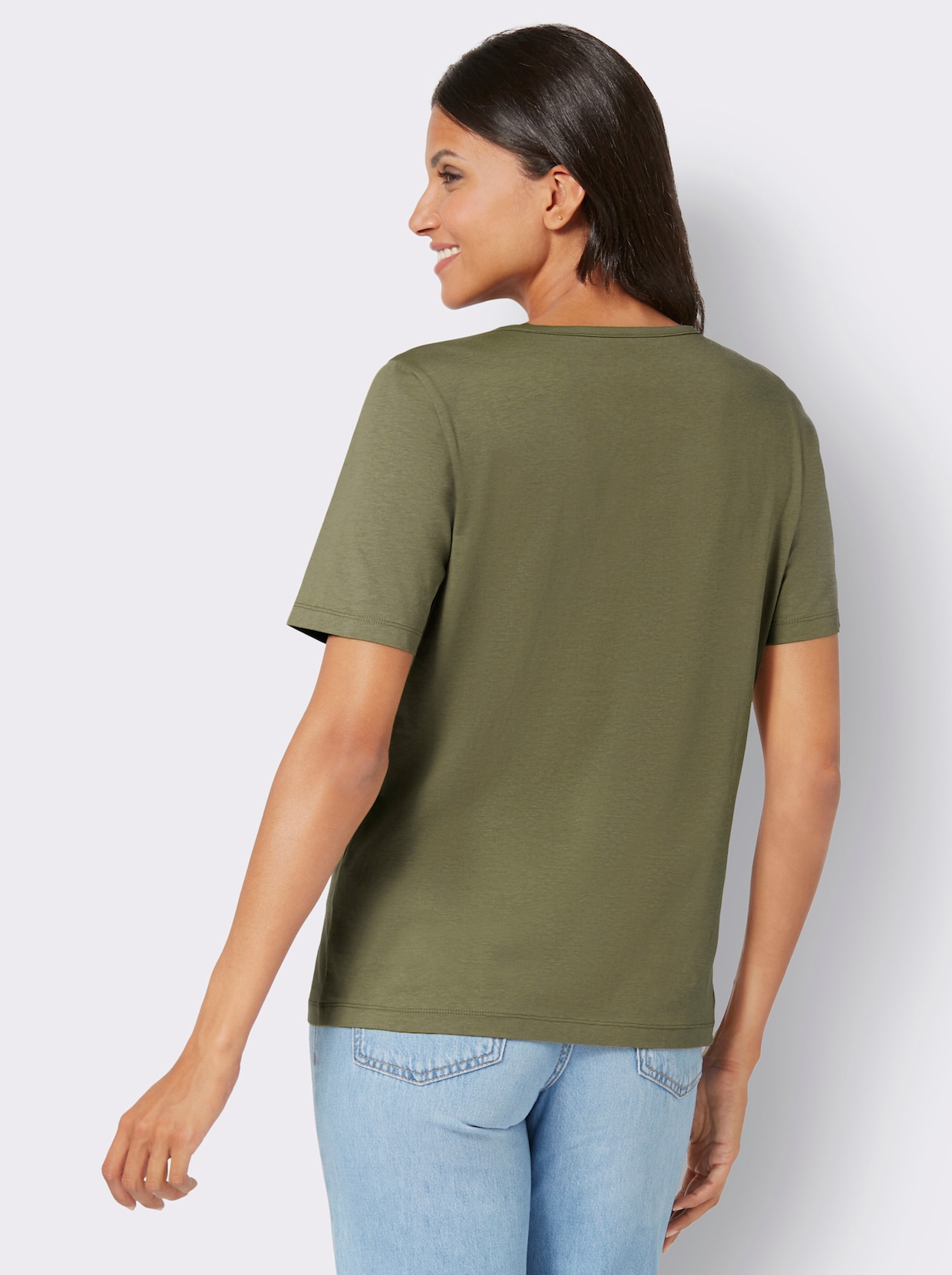 Kurzarmshirt - khaki-limone