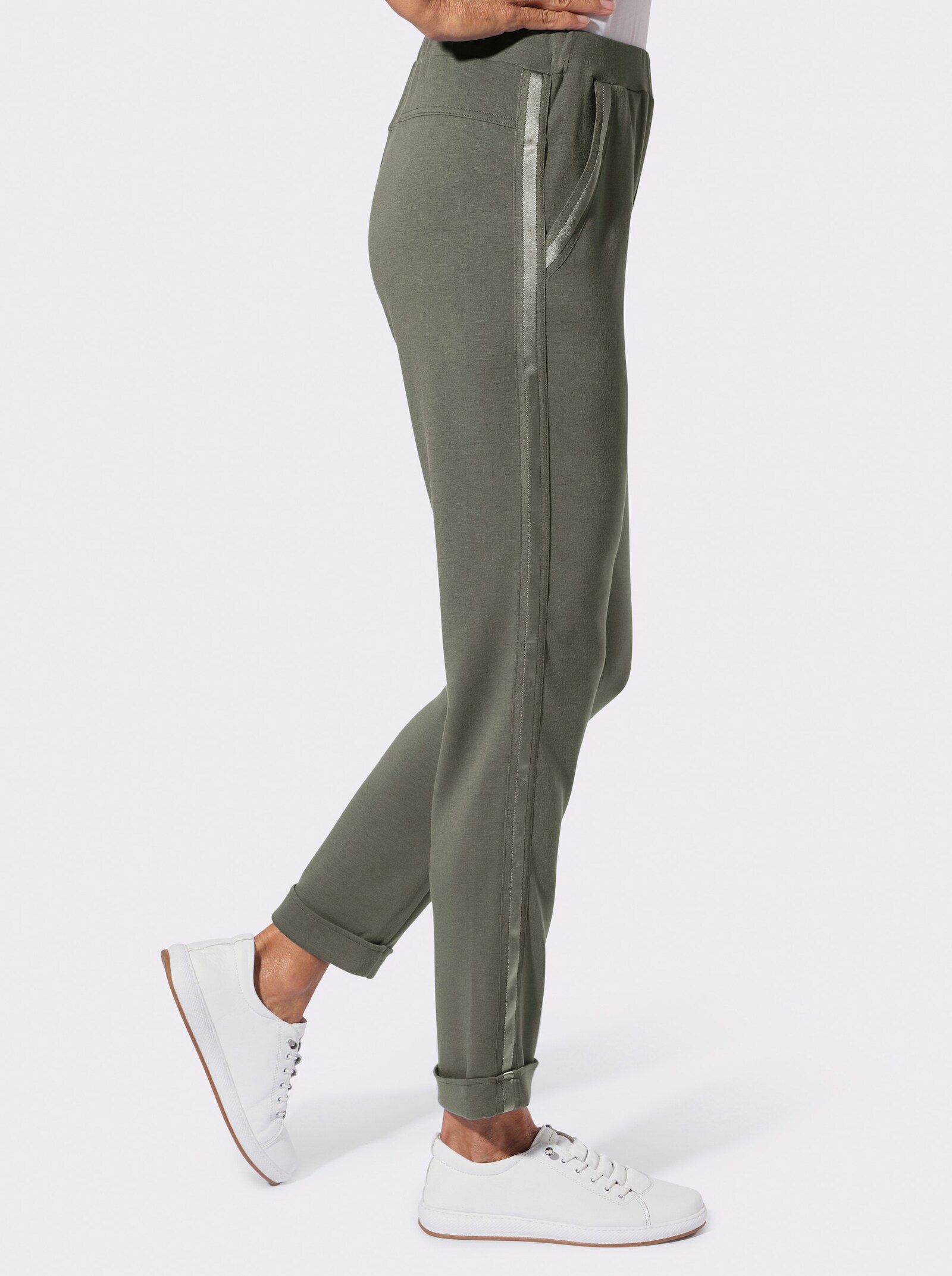 Jogg Pants mit Ripsband-Verzierung - khaki