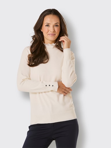 CREATION L PREMIUM Stehkragenpullover mit Rüschenverzierung - champagner