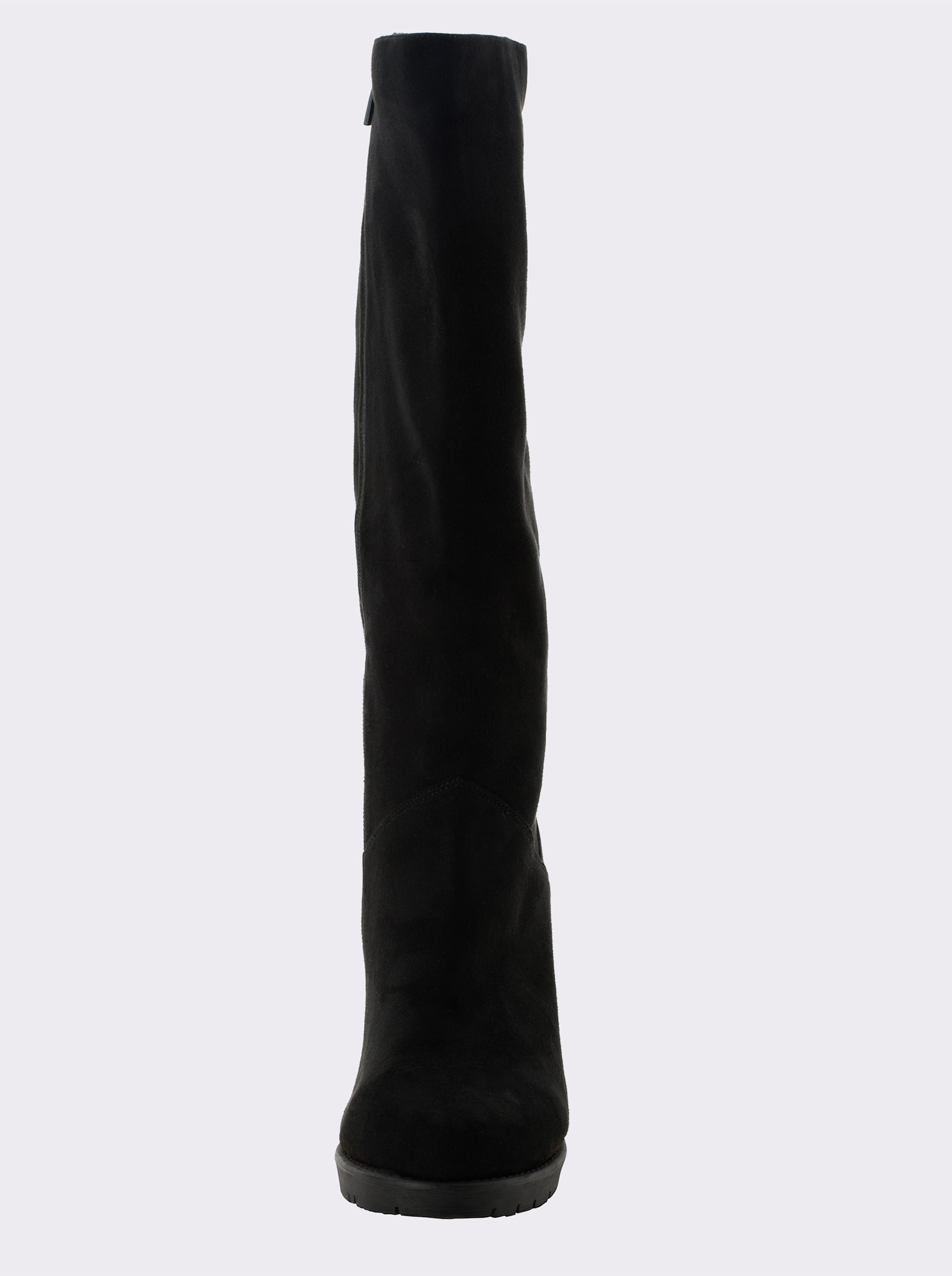 sheego Weitschaftstiefel in Wildleder-Optik, mit bezogenem Absatz - schwarz