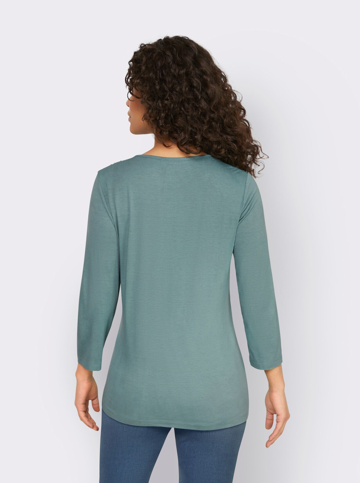 heine Shirt met V-hals - jade