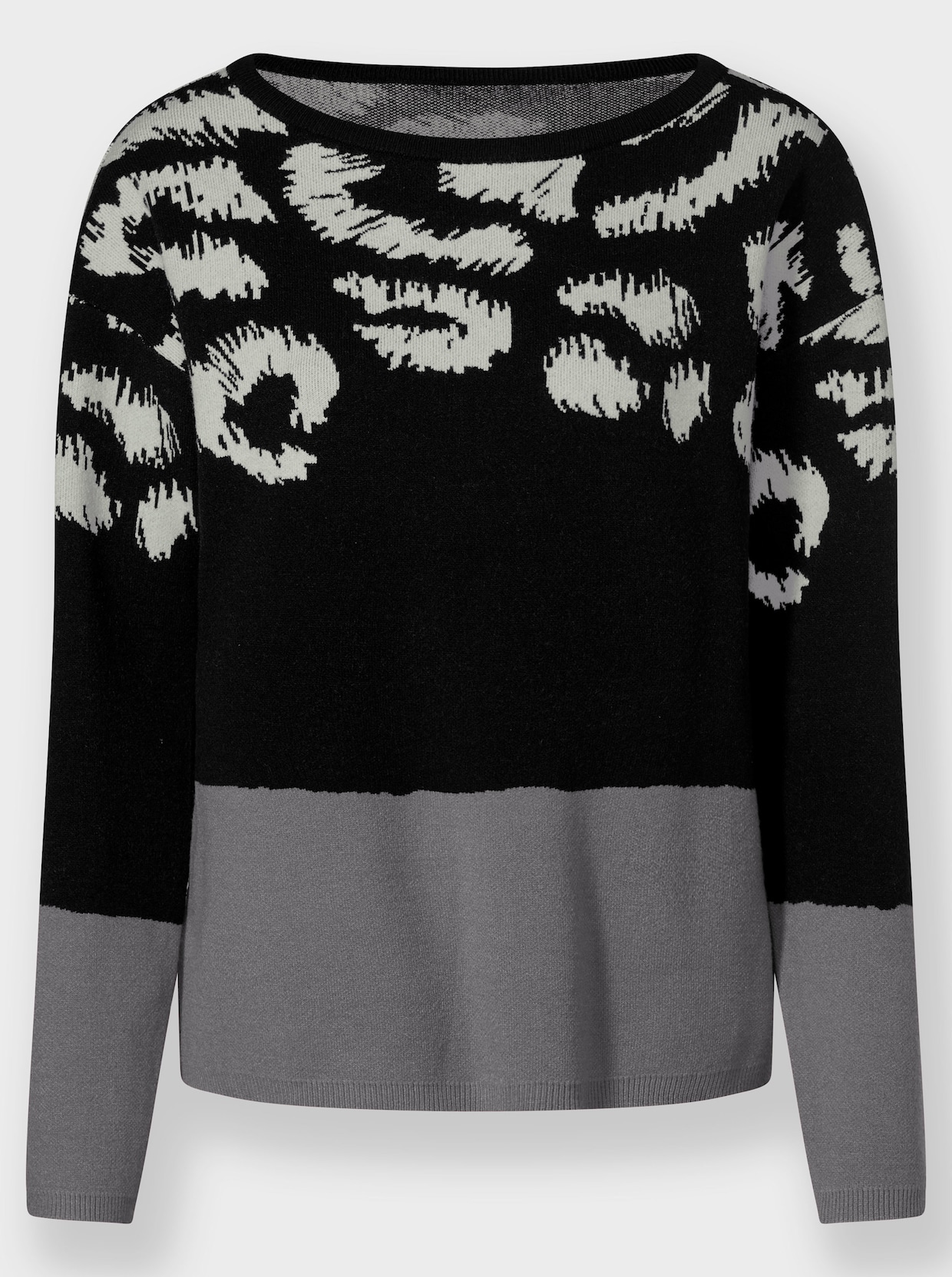 heine Pullover met lange mouwen - grijs/zwart gedessineerd