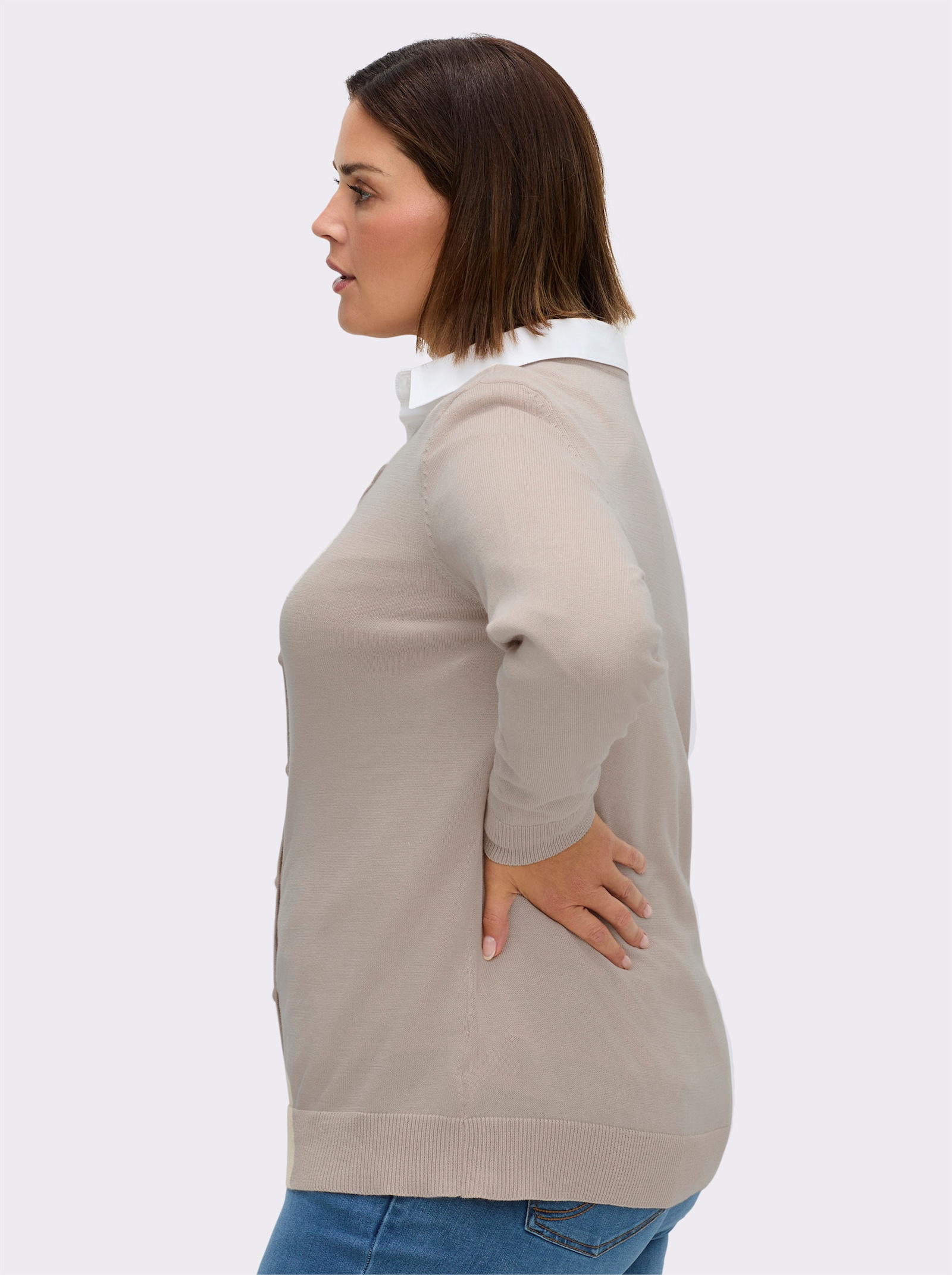 Strickjacke aus reiner Baumwolle - beige