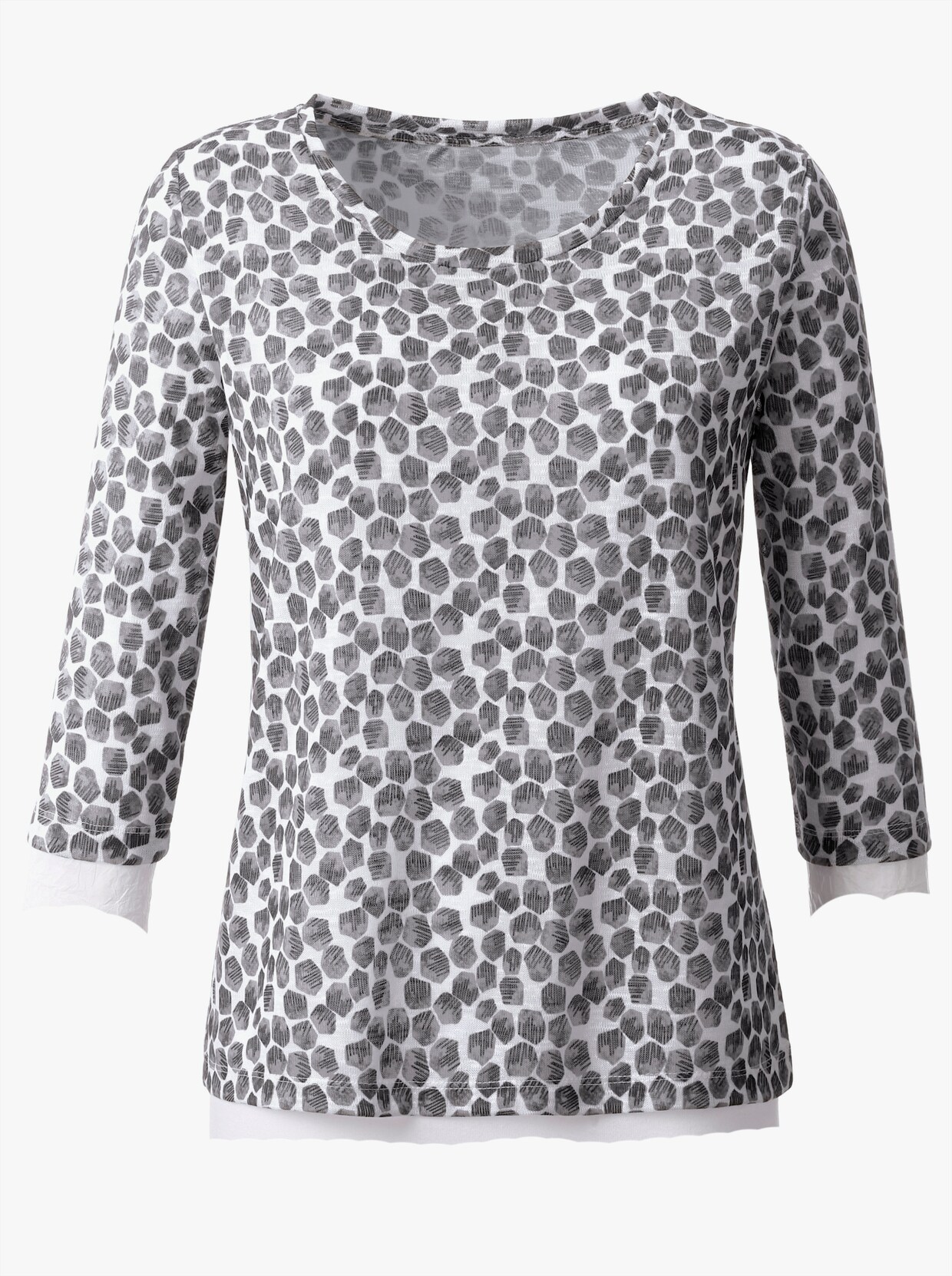 3/4-Arm-Shirt - grau-bedruckt