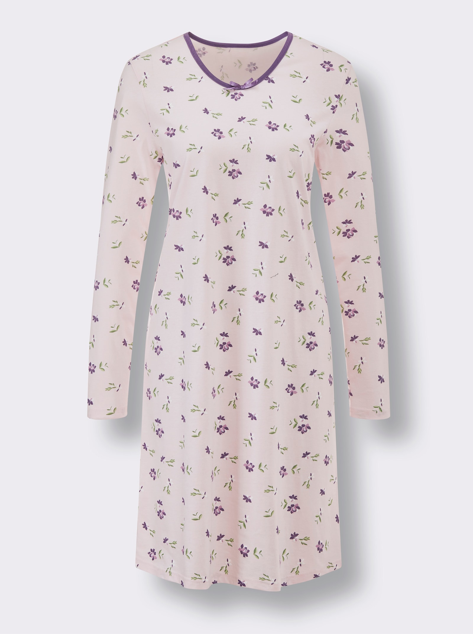 wäschepur Noční košile s motivem květin - růžová-lila-potisk + lila