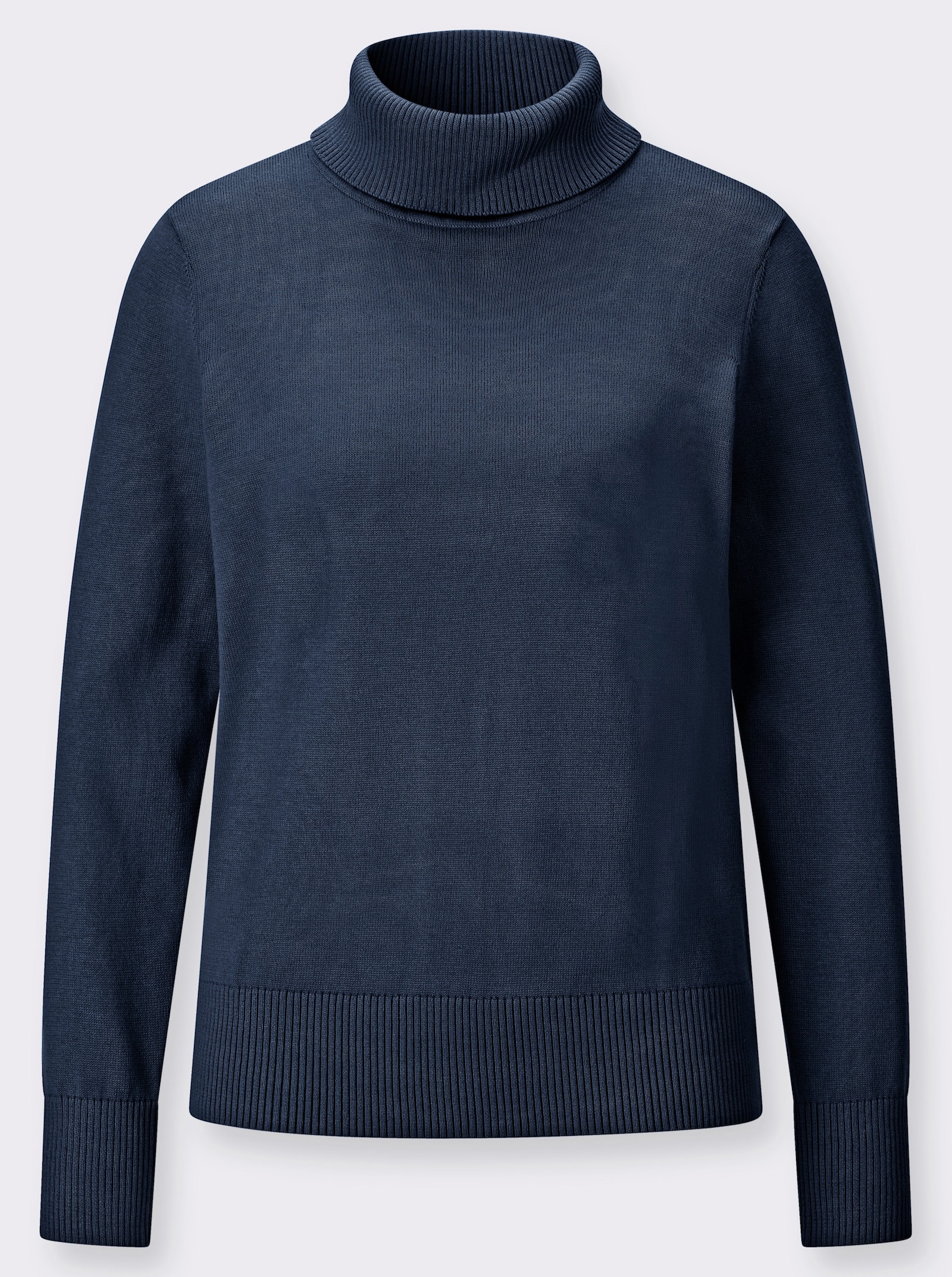 Rollkragenpullover mit Rippbündchen - dunkelblau