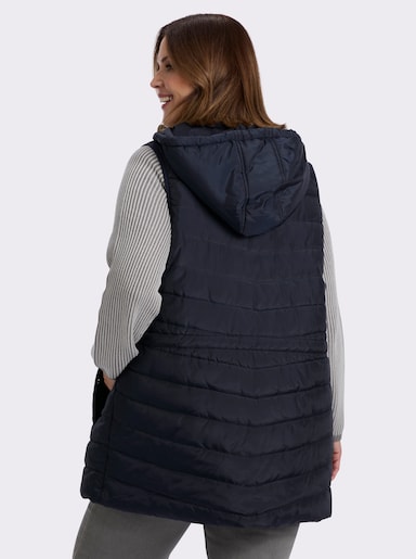 sheego Steppweste mit abnehmbarer Kapuze - tiefblau