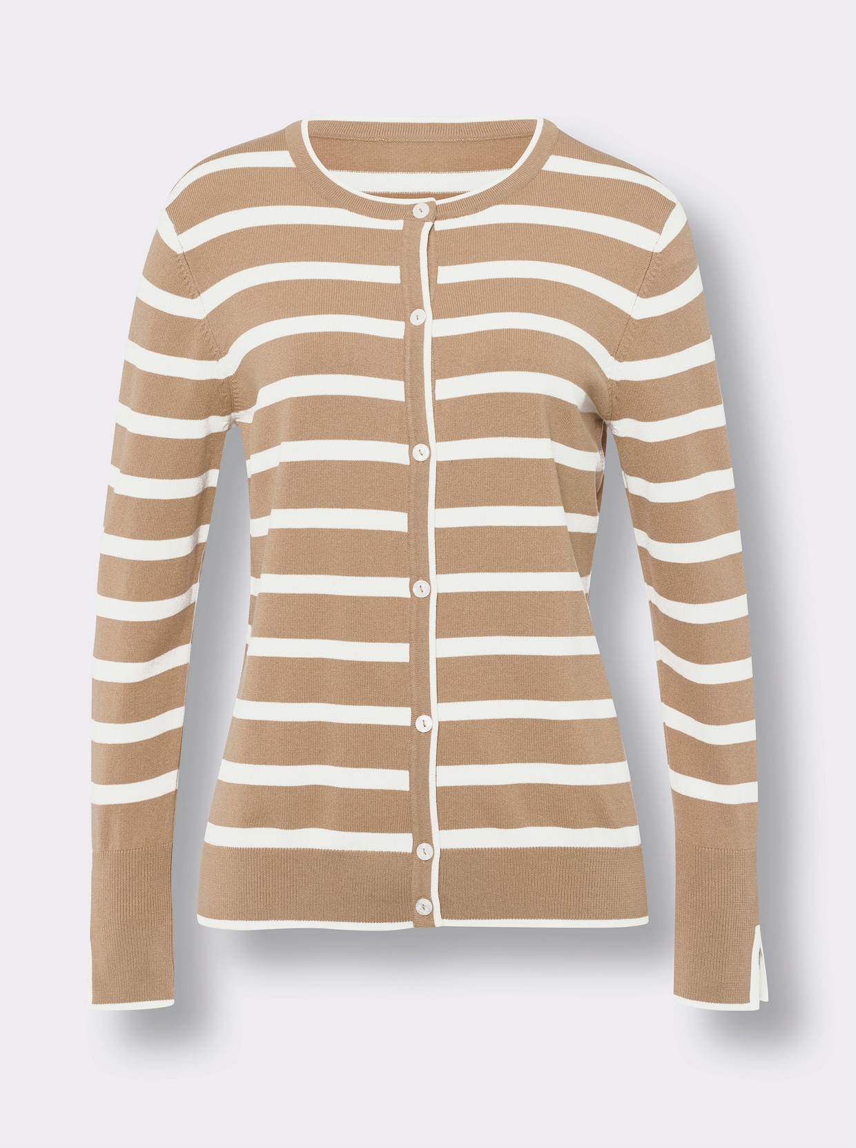 heine Veste en tricot fin - chamois-écru à rayures