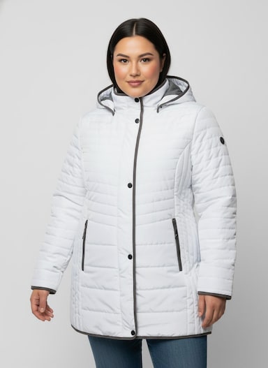 Steppjacke mit streckender Längs-Steppung seitlich - weiß-grau