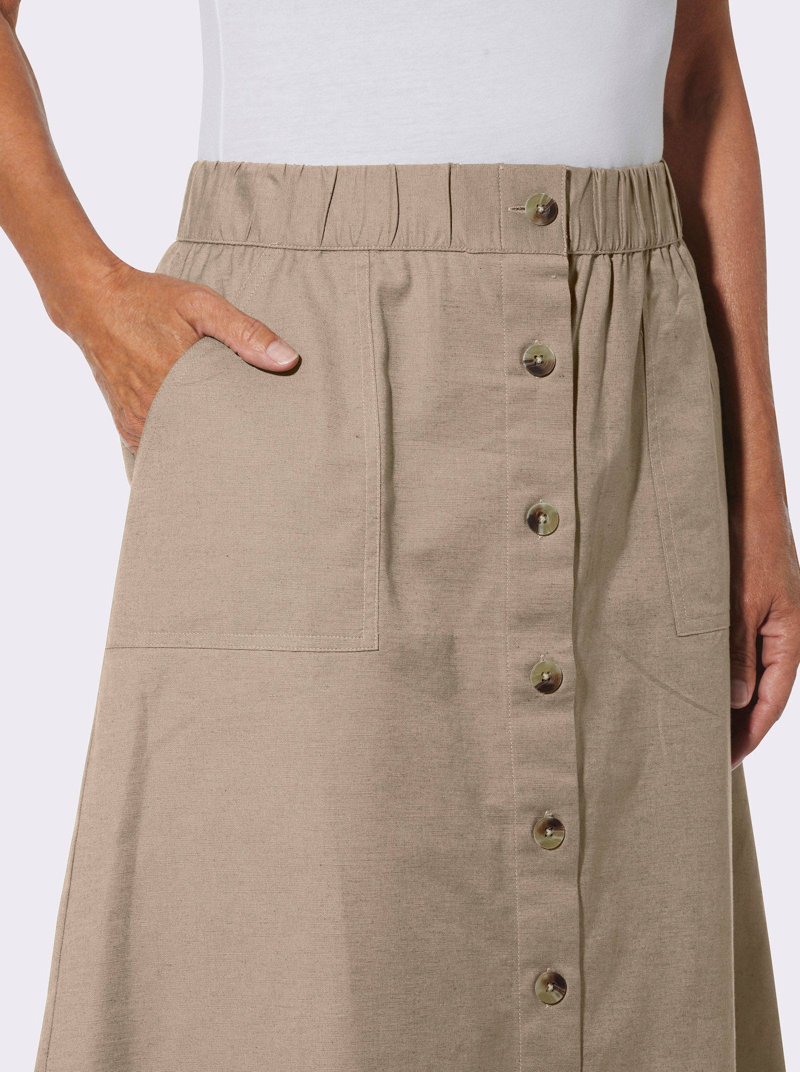 A-Linien-Rock mit Knopfleiste - beige
