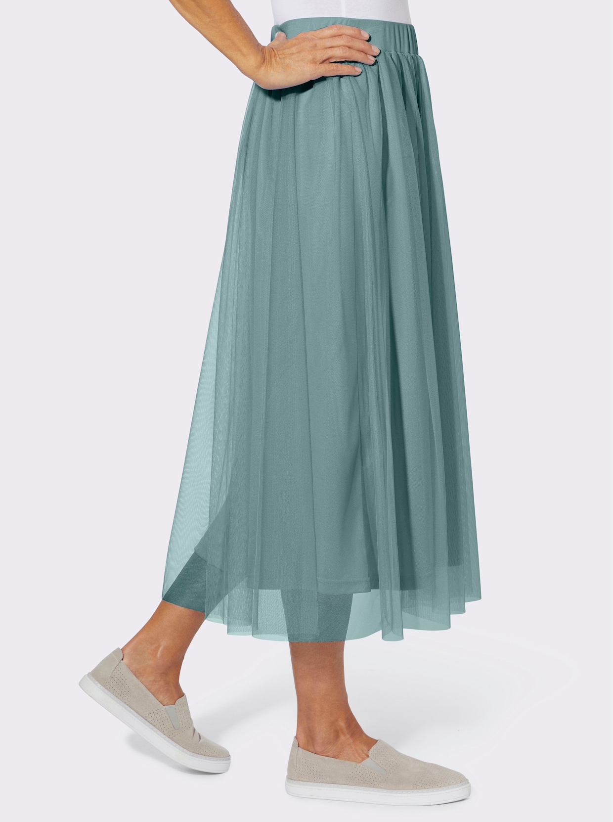 Plisseerock in Mesh-Qualität, gefüttert - jade