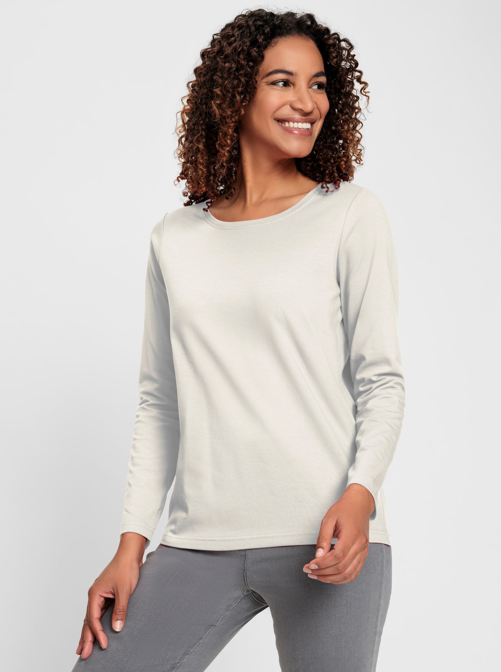 Shirt met ronde hals en gecertificeerd katoen - ecru