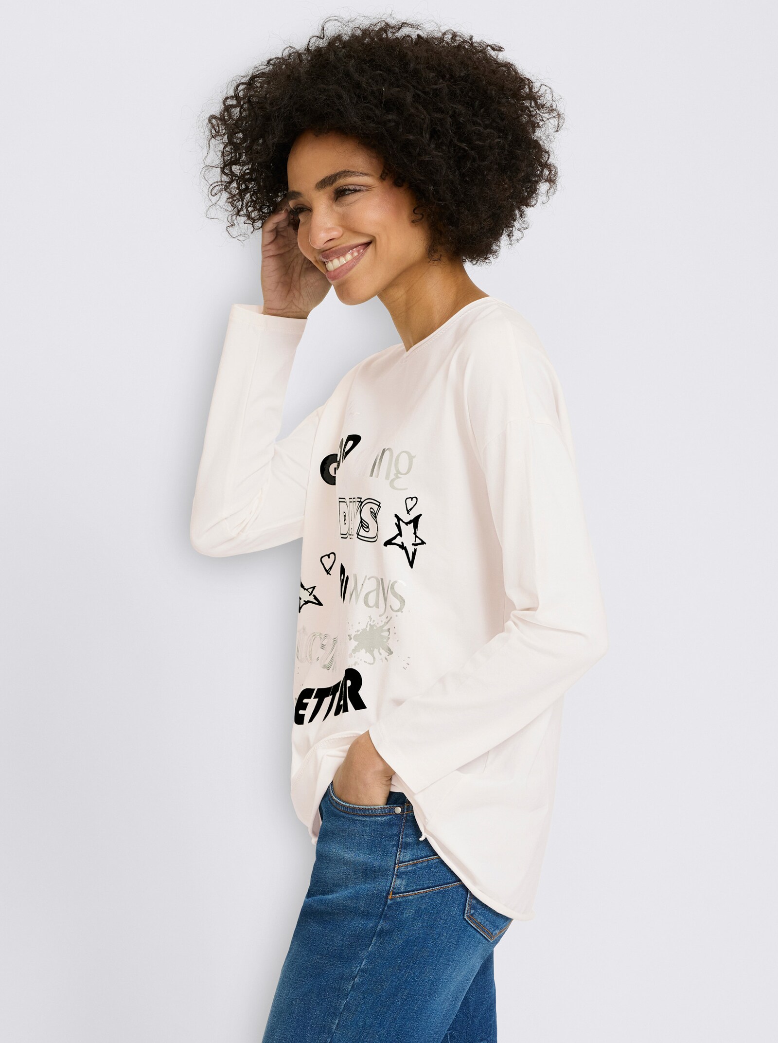 heine Langarmshirt mit silberfarbenen Details - ecru