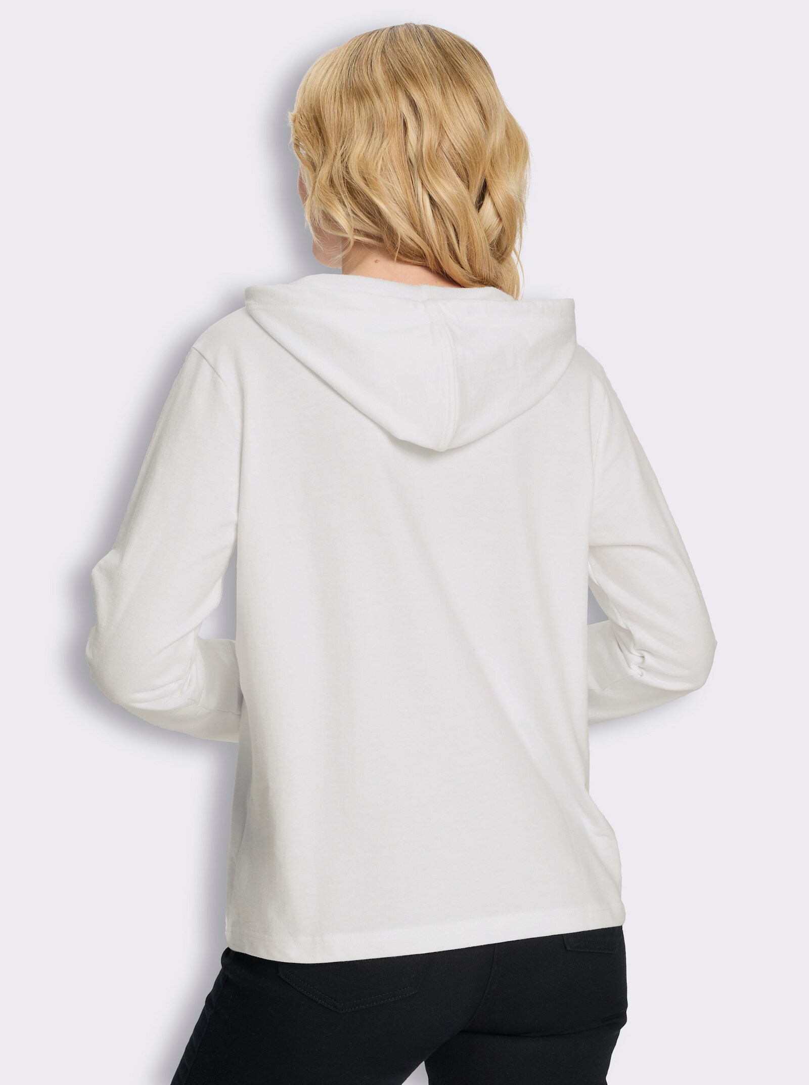 Kapuzensweatshirt mit Druck-Motiv - weiß-bedruckt