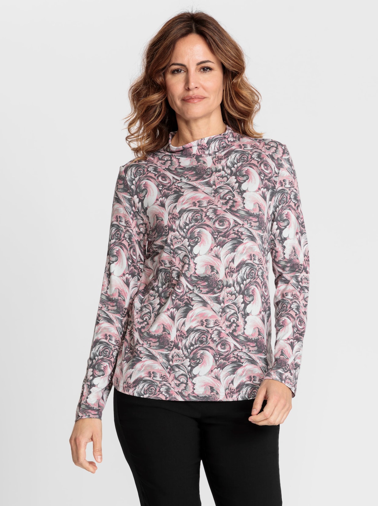 Langarmshirt - hortensie-ecru-bedruckt