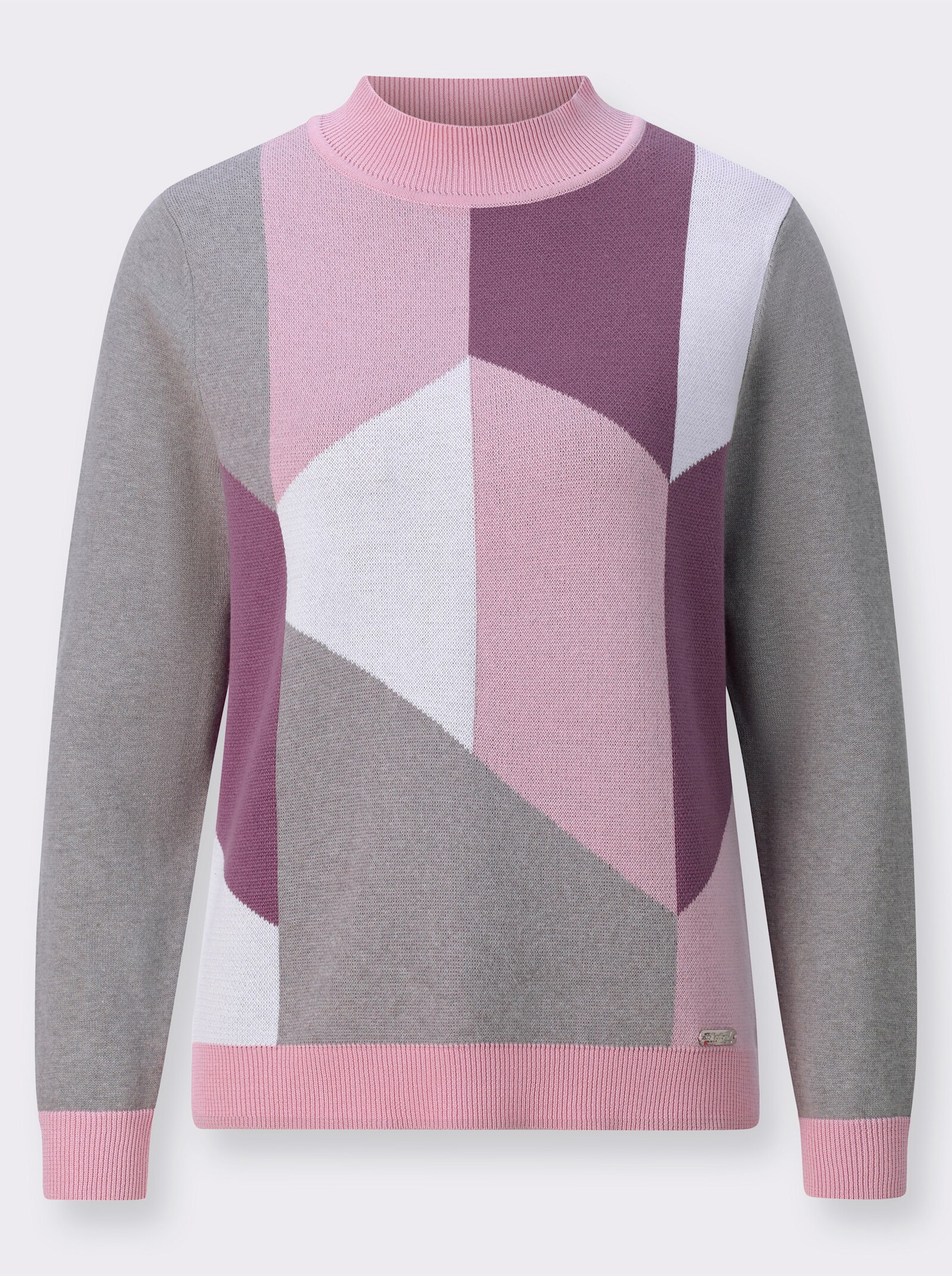 Pullover mit Intarsienstrick - rosé-violett-gemustert