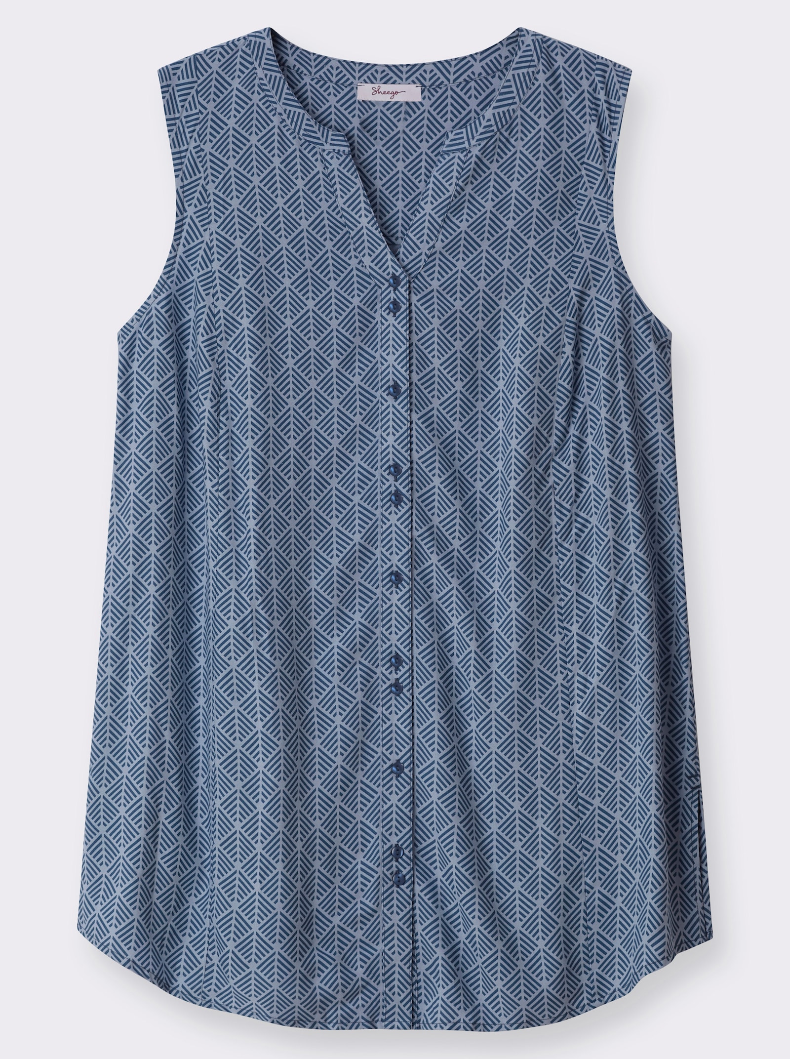 sheego Blusentop mit Knopfleiste - bleu-rauchblau-bedruckt