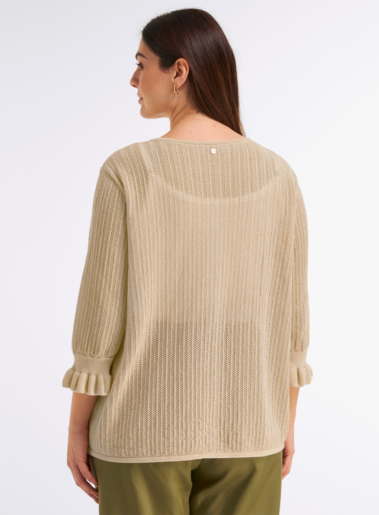 sheego Ajourstrickjacke mit Glanzgarn-Effekt - champagner-goldfarben