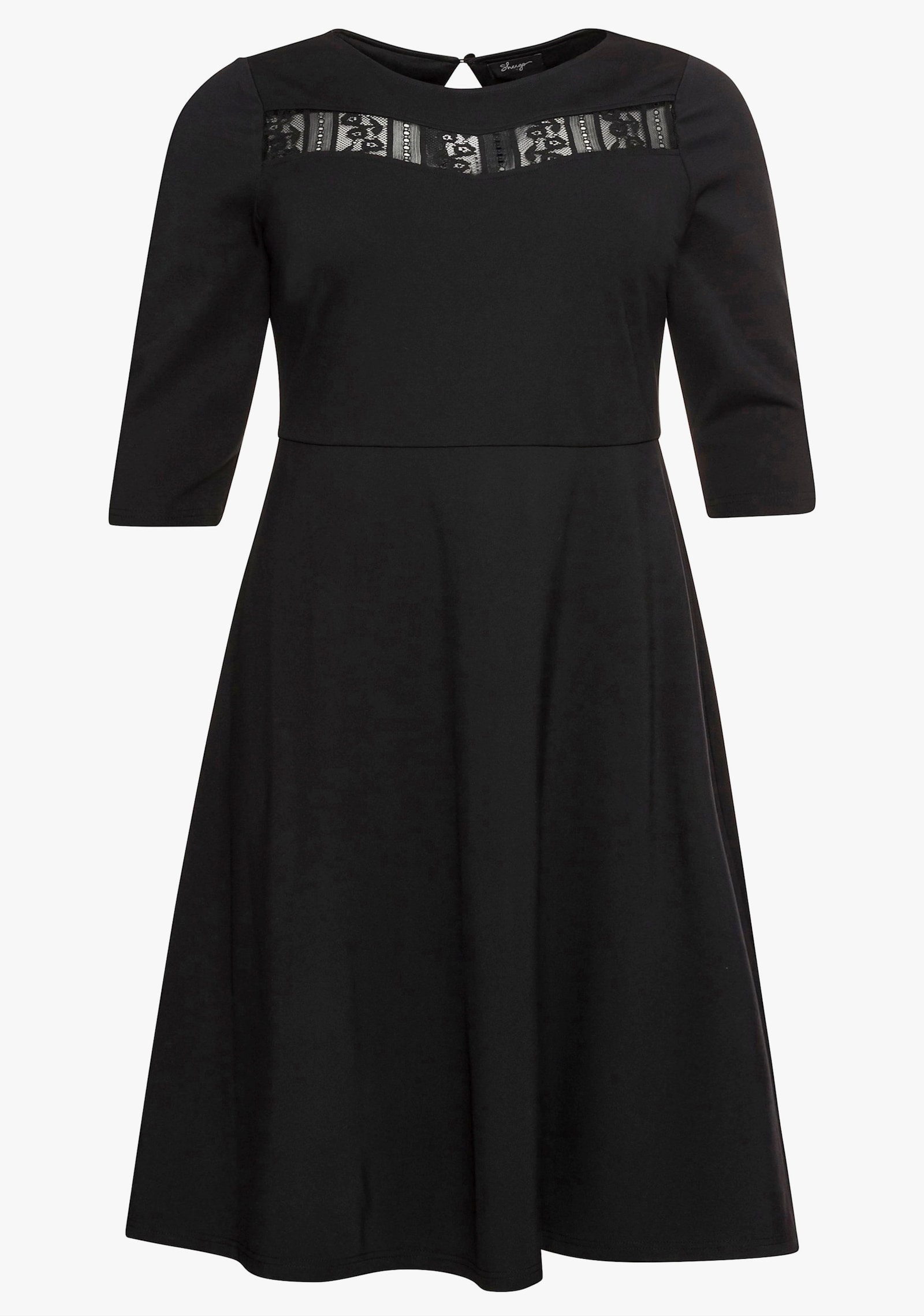 sheego Cocktailjurk met kantinzet - zwart