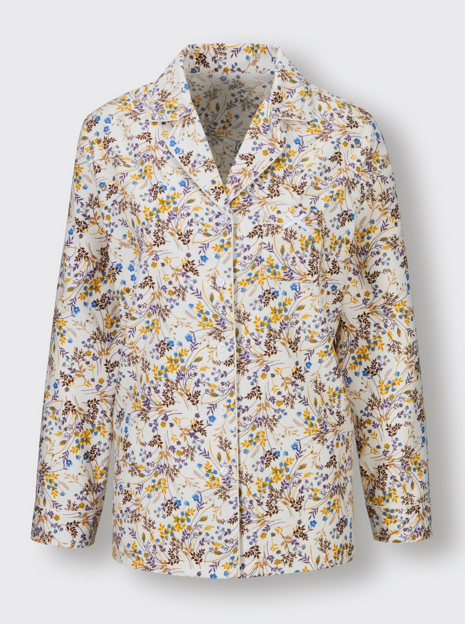 wäschepur Pyjama - champagner-mittelblau-bedruckt