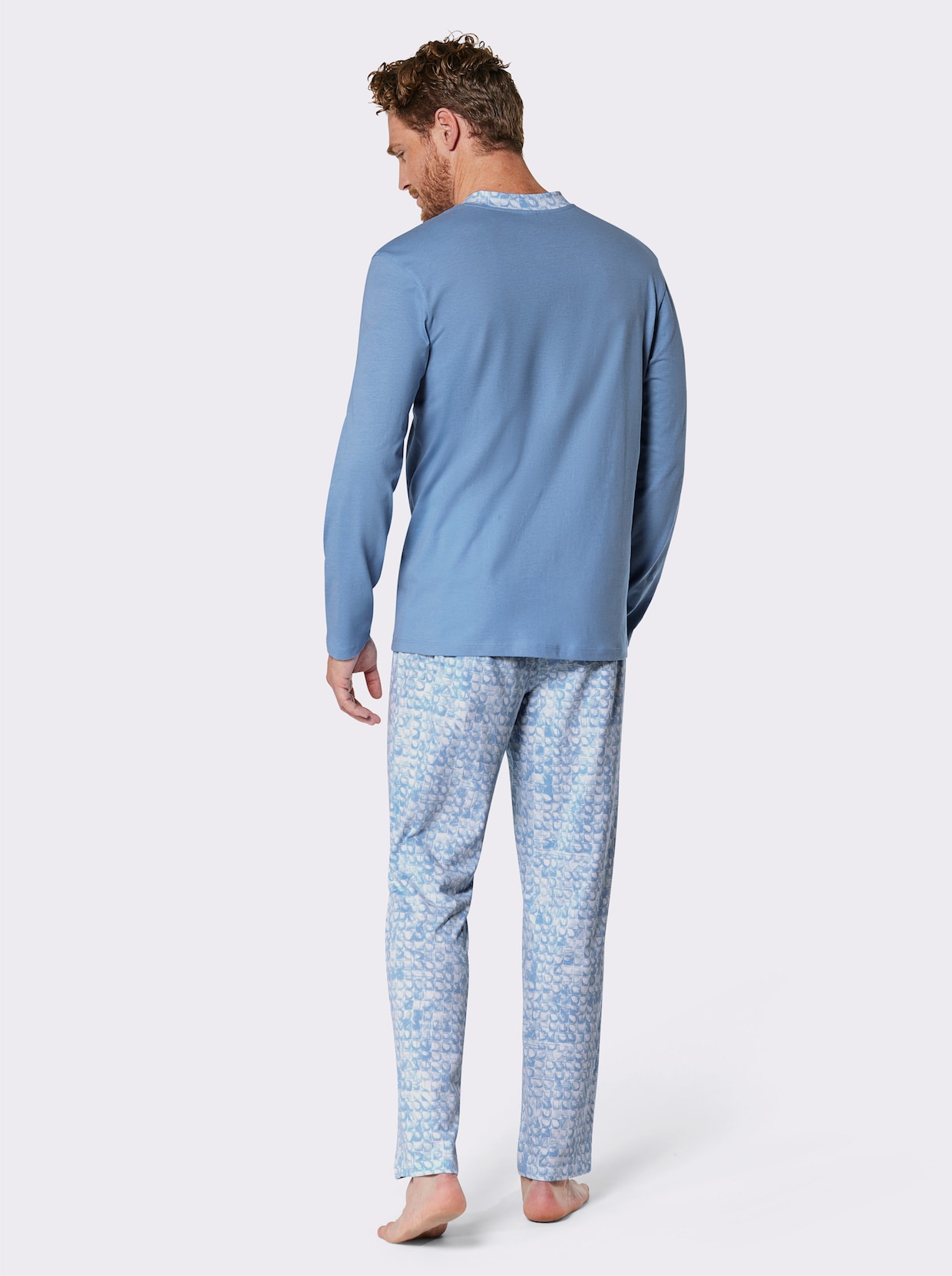KINGsCLUB Pyjama's - wit/hemelsblauw bedrukt