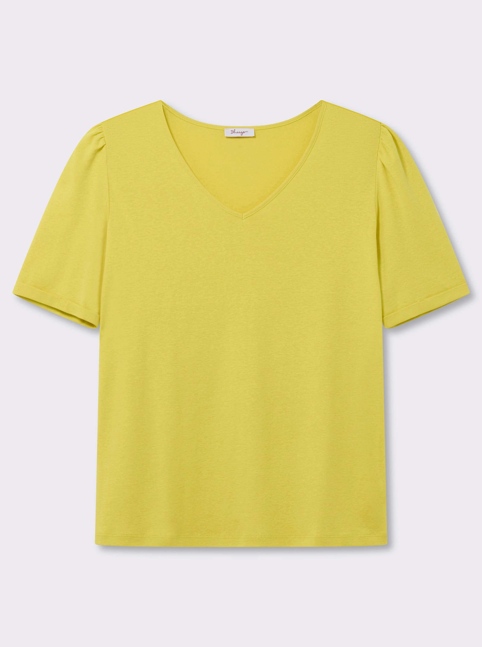 sheego V-Shirt in leicht taillierter Form - limone