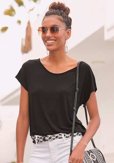 LASCANA Strandshirt - schwarz