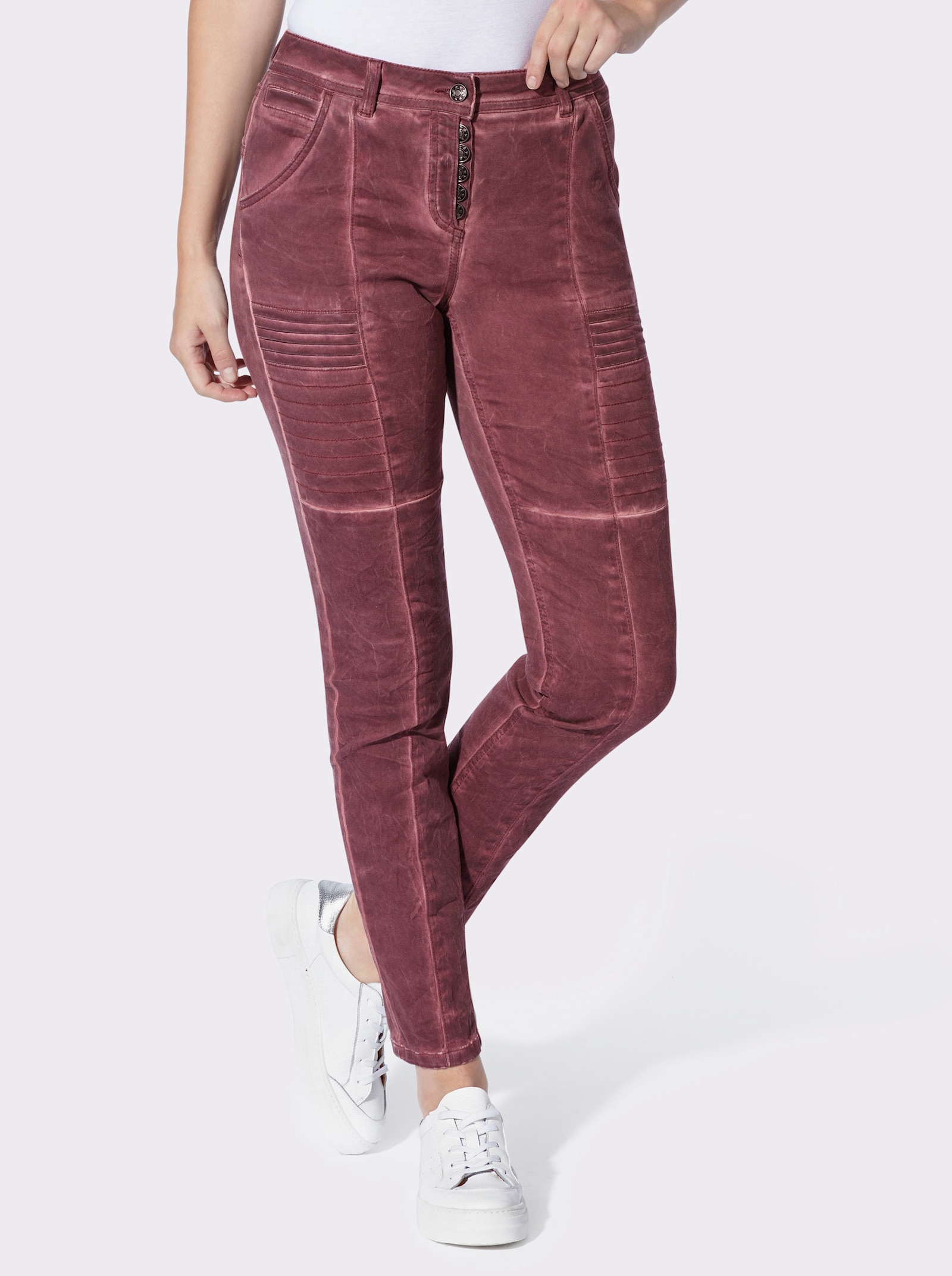 heine Hose mit Oil-dyed-Waschung - bordeaux