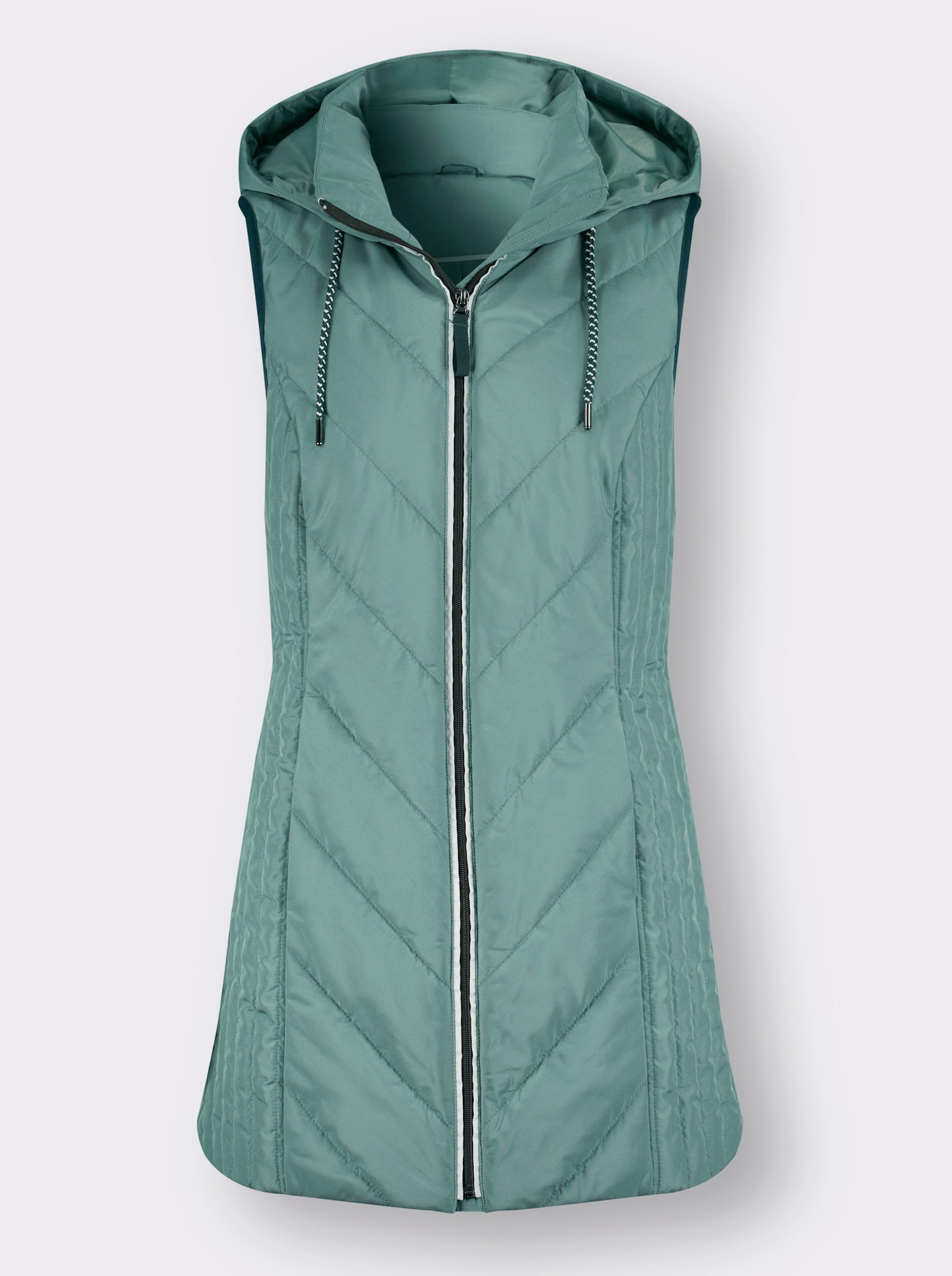 Lange bodywarmer met warme wattering - jade