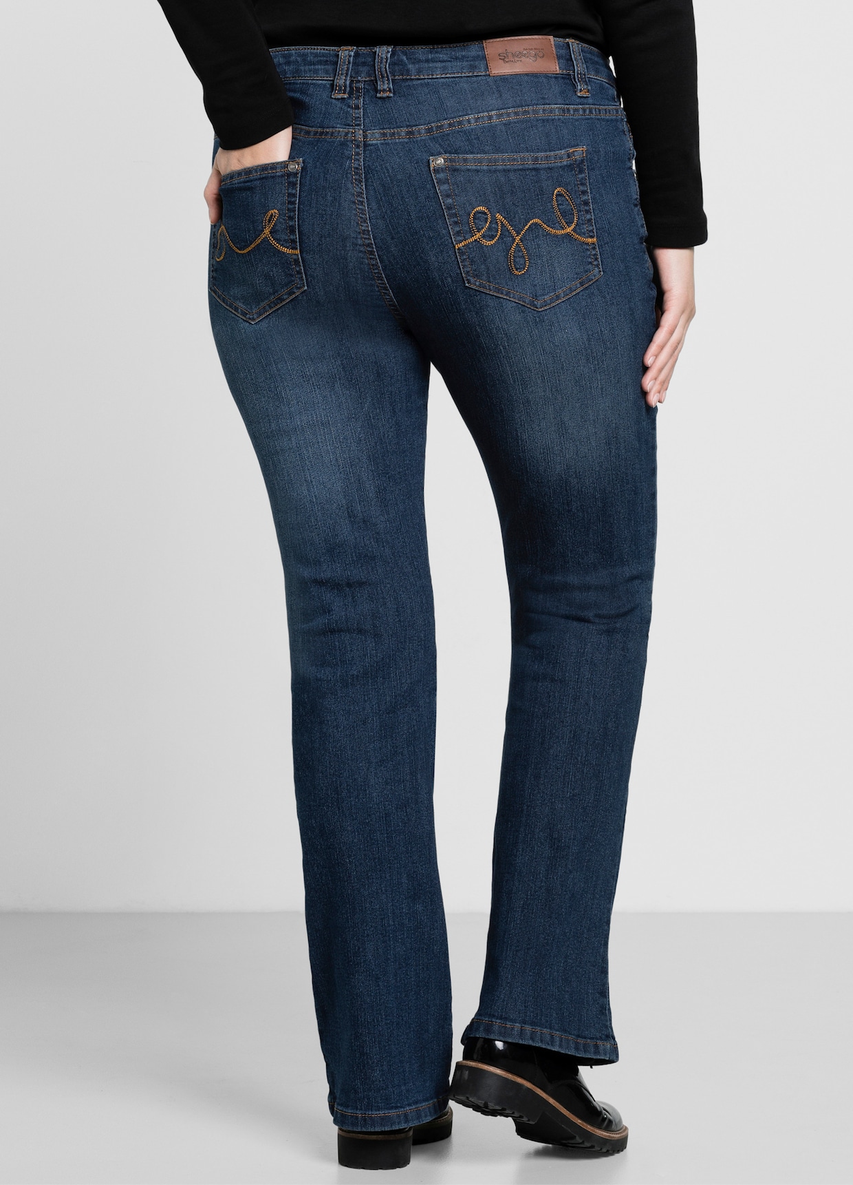 sheego Bootcut-Jeans - dark blue denim