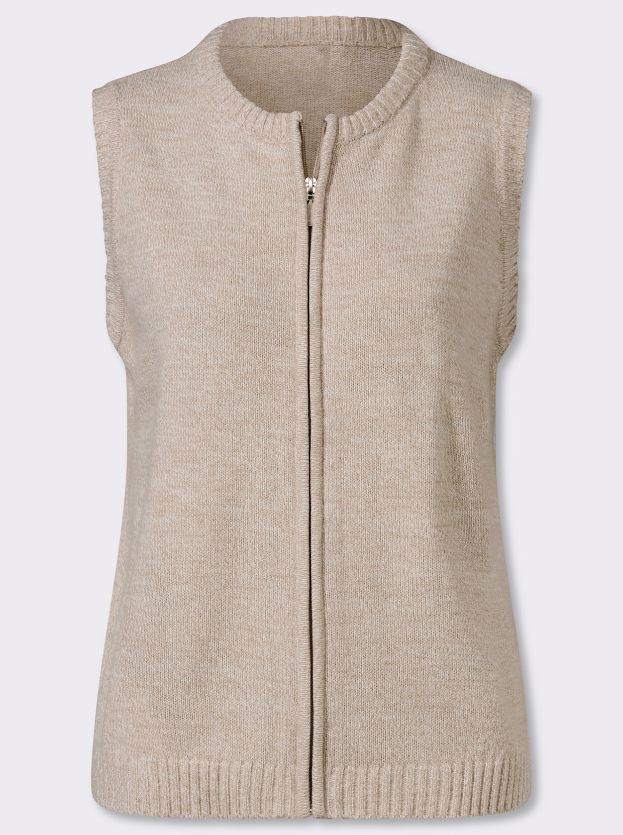 Strickweste aus Melange-Garn - sesam-ecru-meliert