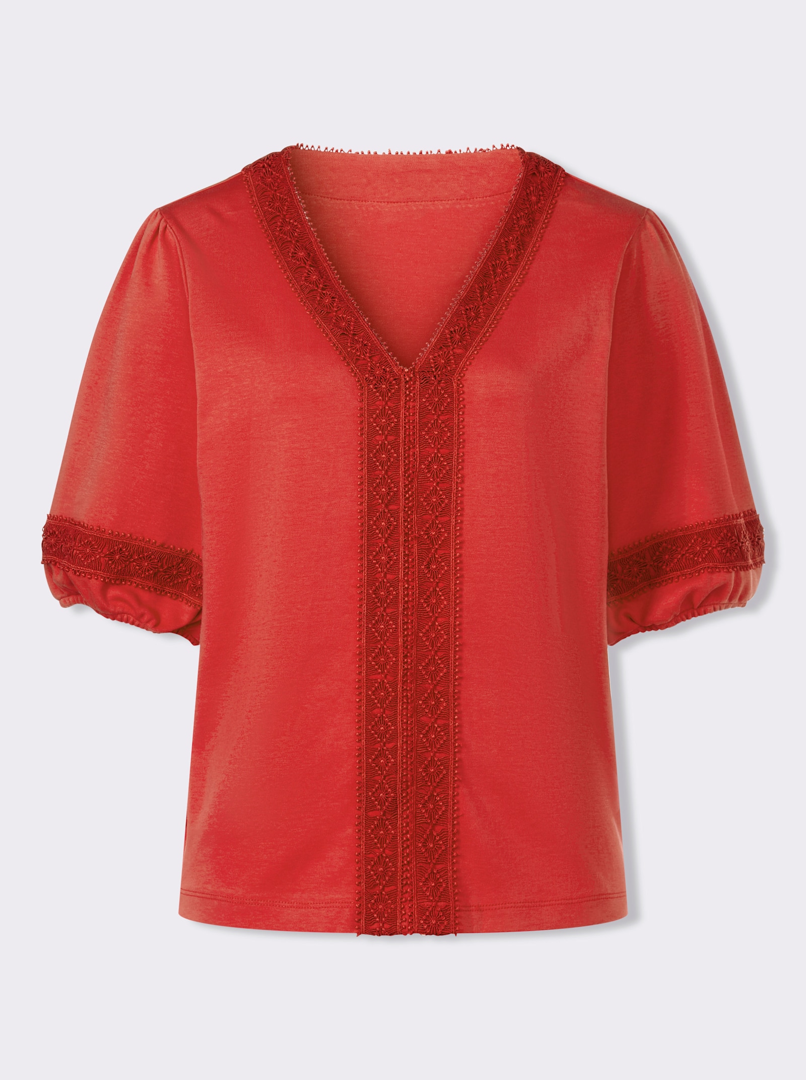 heine Shirt mit Spitze - erdbeere