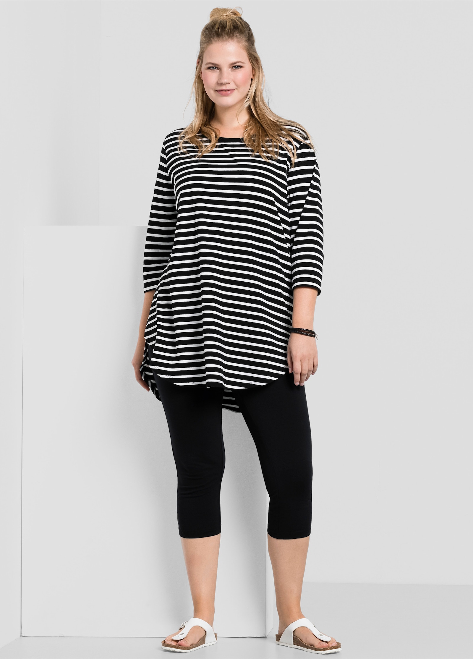 sheego Caprileggings mit Gummizugbund - schwarz