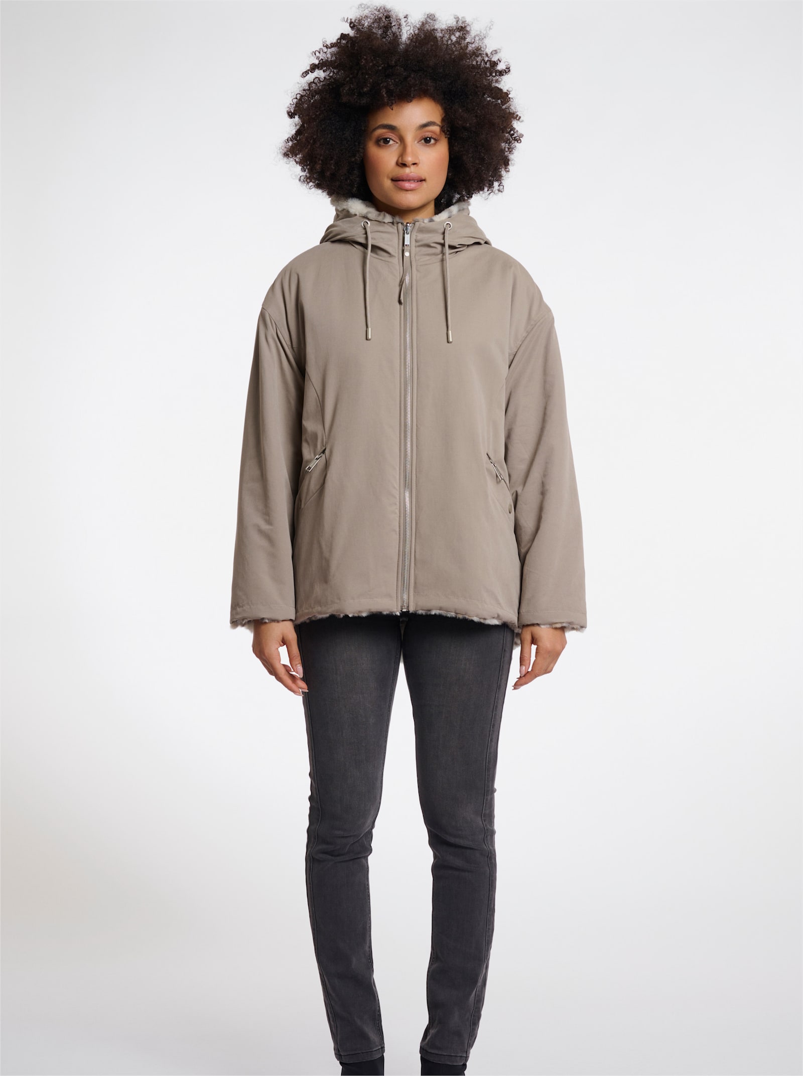 Rino & Pelle Wendejacke mit Fell-Imitat - beige